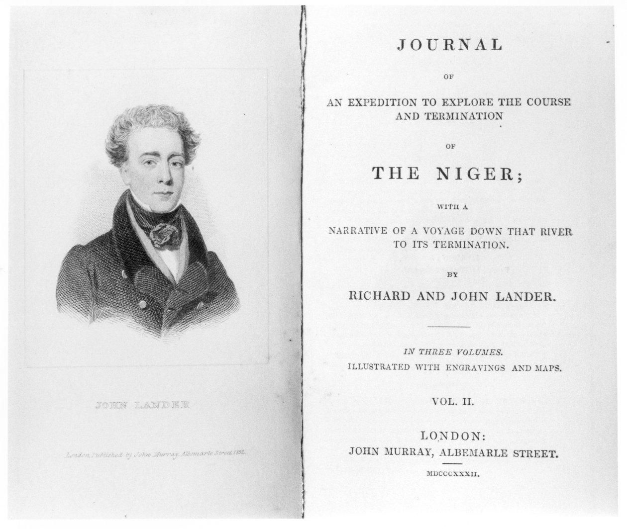 Frontispice till volym 2 av Journal of an Expedition to Explore the Course and Termination of The Niger av Richard och John Lander, publicerad 1832 av English School