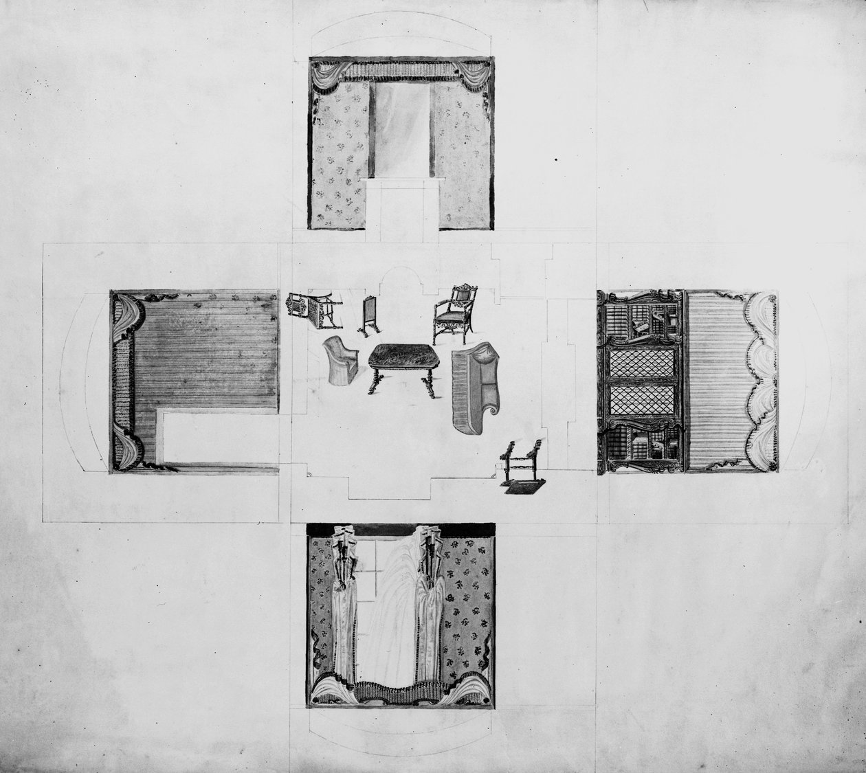 Inredning för en liten salong, Gillows and Co, 1822 av English School