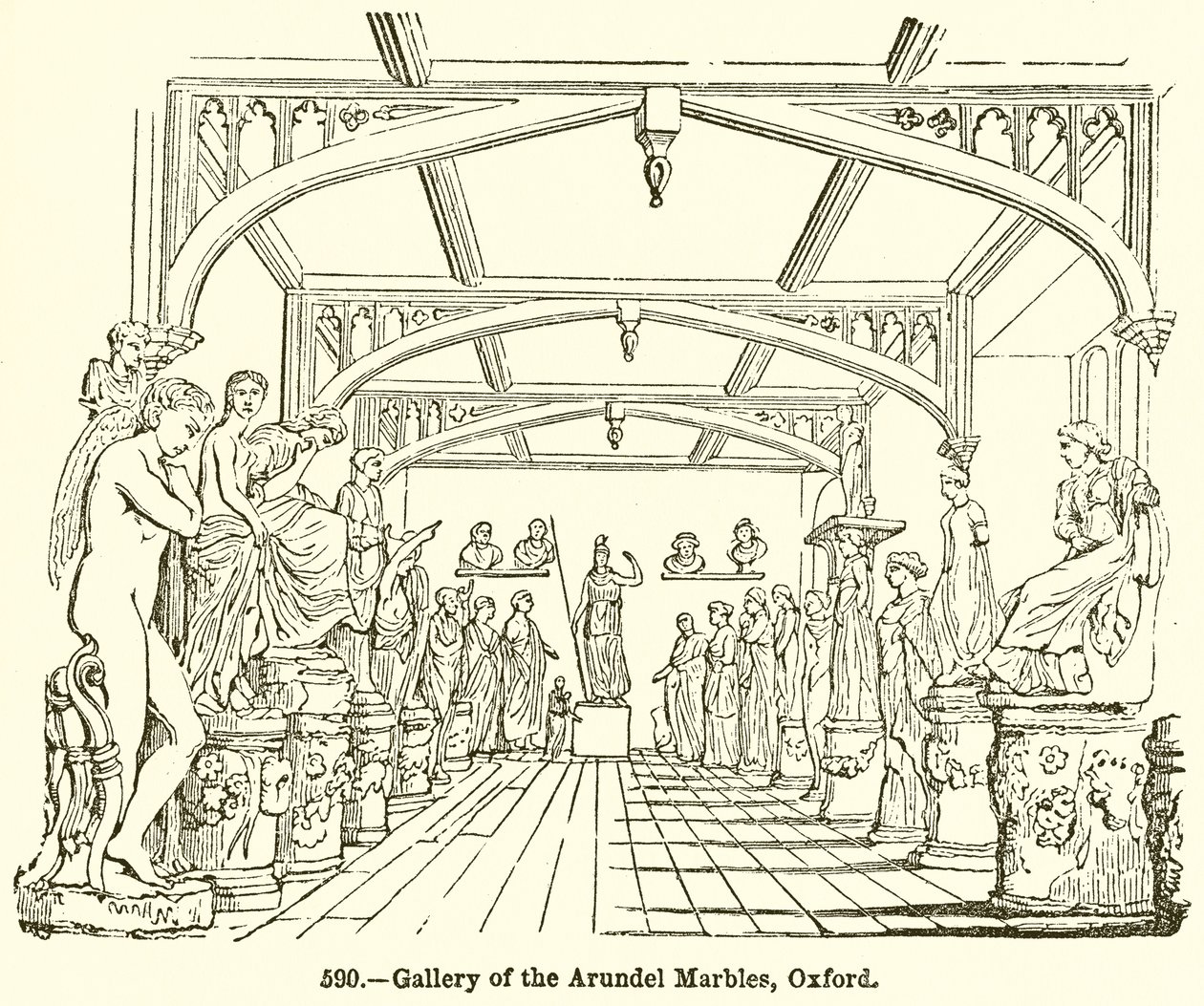 Galleri med Arundel Marbles, Oxford (gravyr) av English School