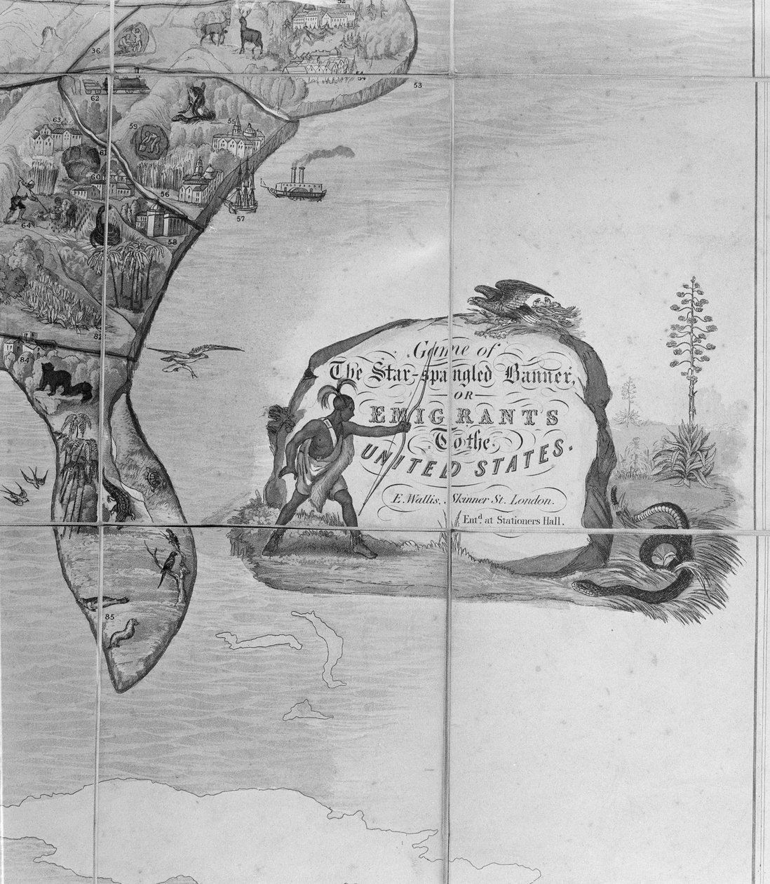 Stjärnbaneret eller Emigranter till Förenta staterna, ca 1840 (litografi) (detalj av 247745) av English School