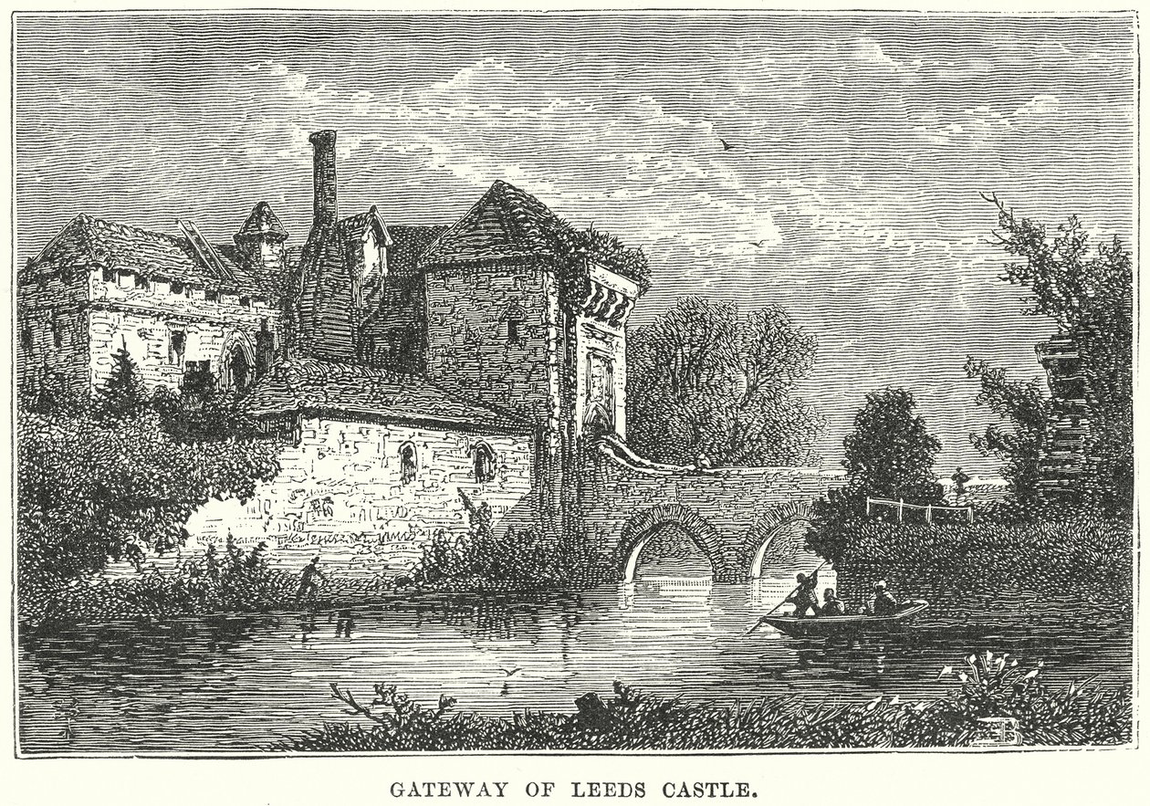 Portalen till Leeds Castle (gravyr) av English School