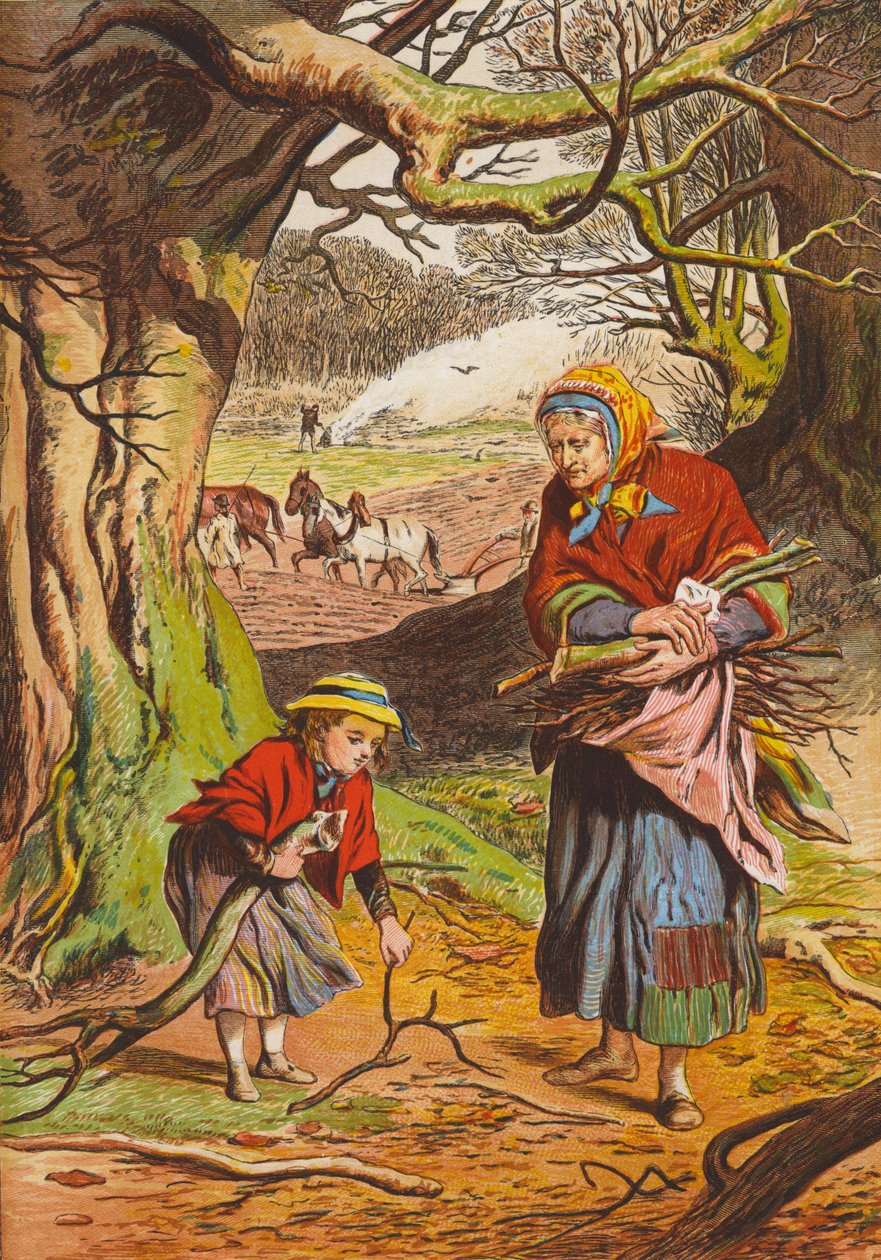 Samlar ved (färglitografi) av English School