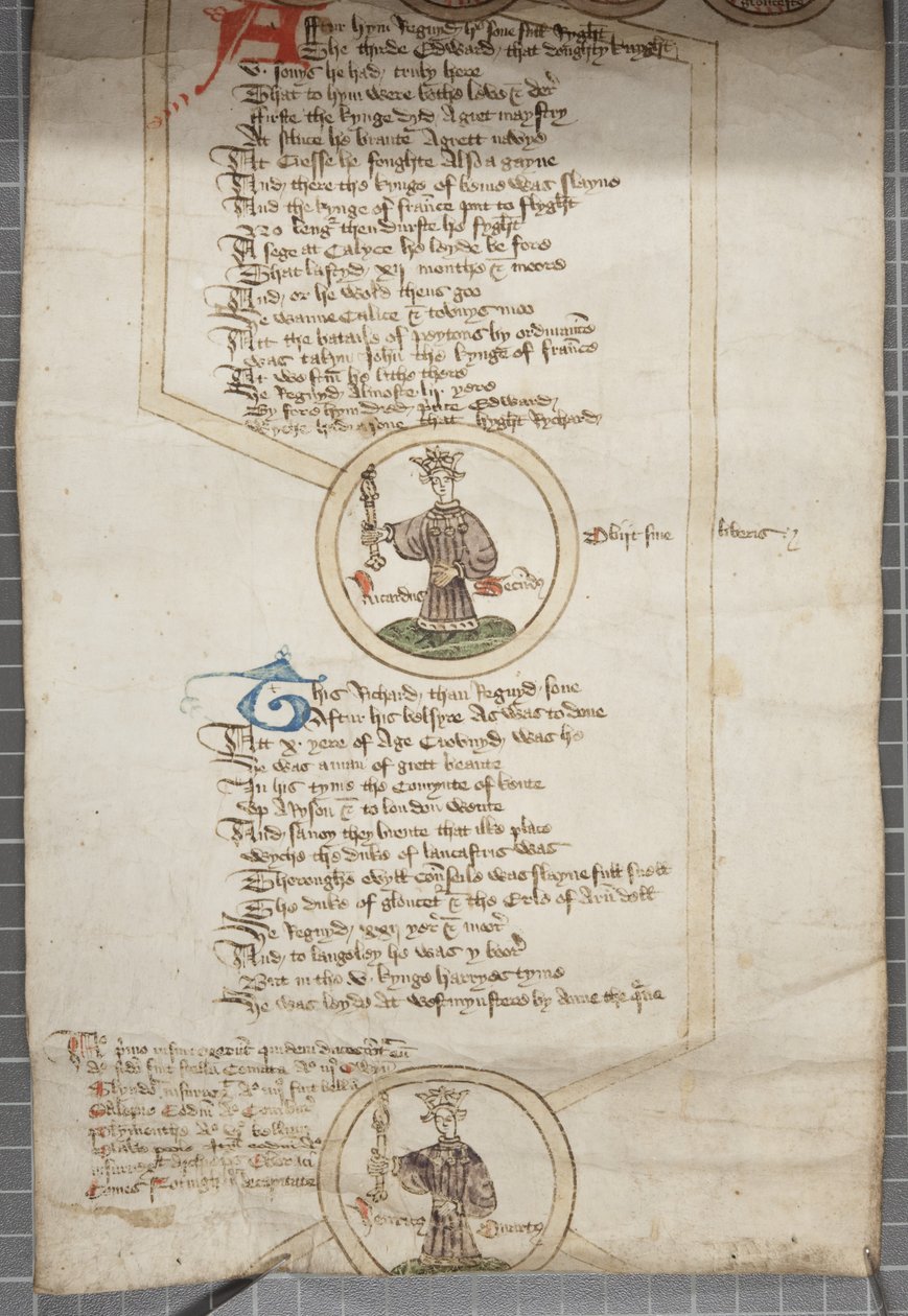 Genealogisk rulle över kungarna av England, ca 1440-79 (penna och bläck på pergament) av English School