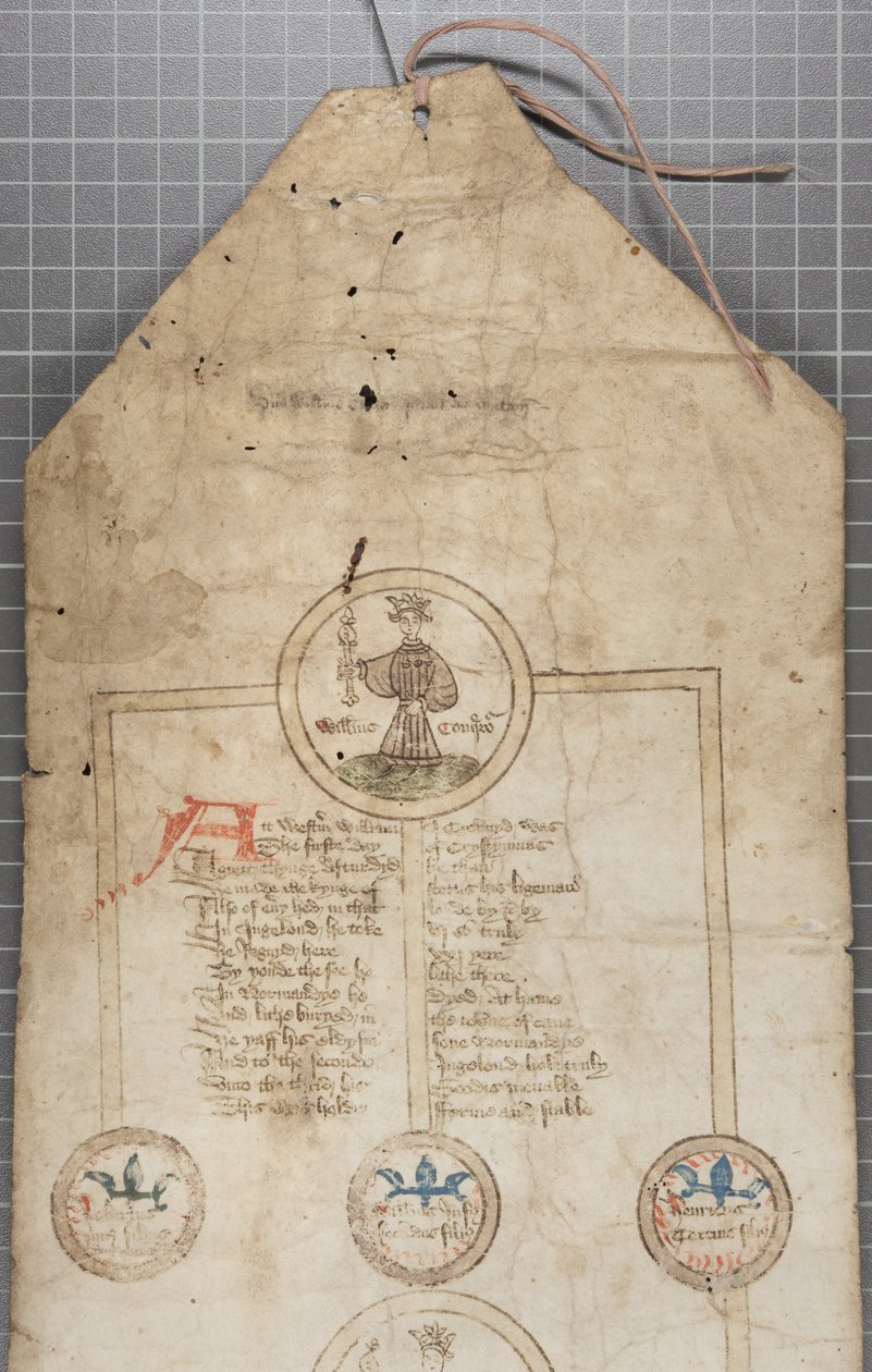 Genealogisk rulle över kungarna av England, ca 1440-79 (penna och bläck på pergament) av English School