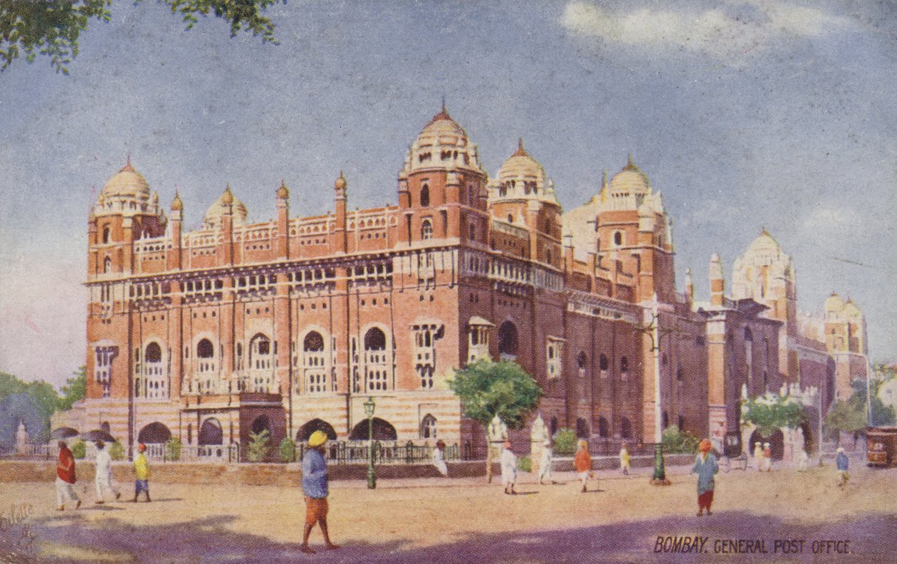 General Post Office, Bombay (färglitografi) av English School