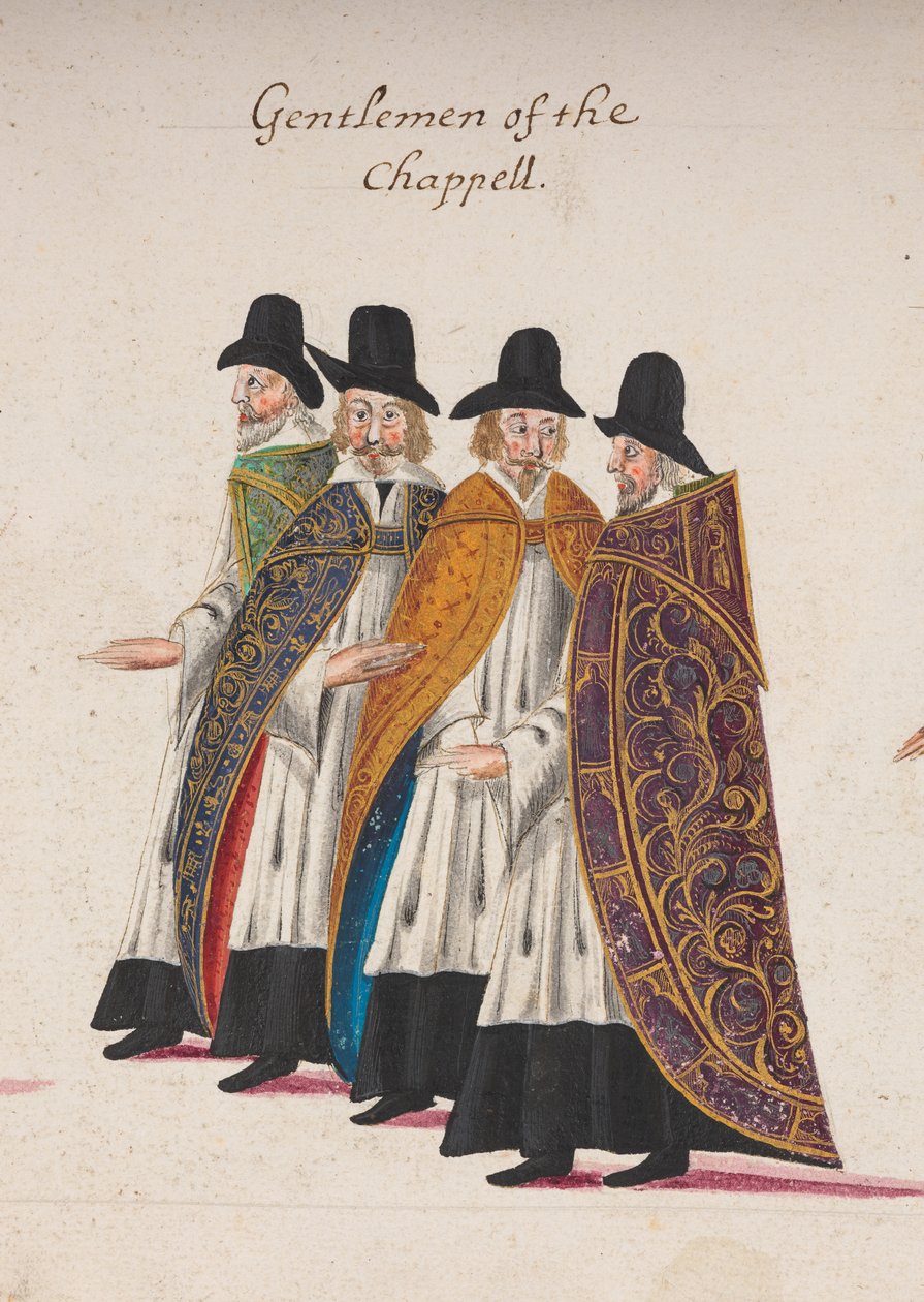 Gentlemen of the Chappell, detalj av en del av drottning Elizabeth I:s begravningståg till Westminster Abbey, 28 april 1603 av English School