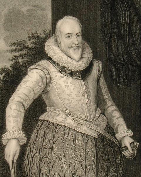George Carew (1555-1629) Earl av Totnes och baron Carew av Clopton (gravyr) av English School