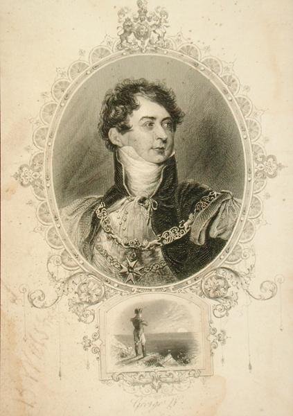 George IV (1762-1830) kung av Storbritannien, Irland och Hannover (gravyr) av English School