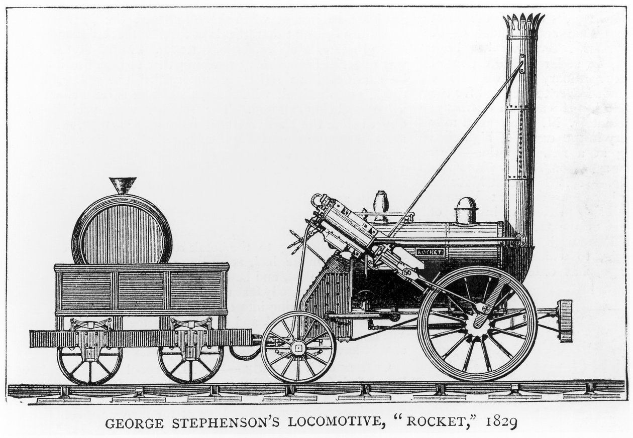 George Stephensons lokomotiv, raket, 1829 av English School