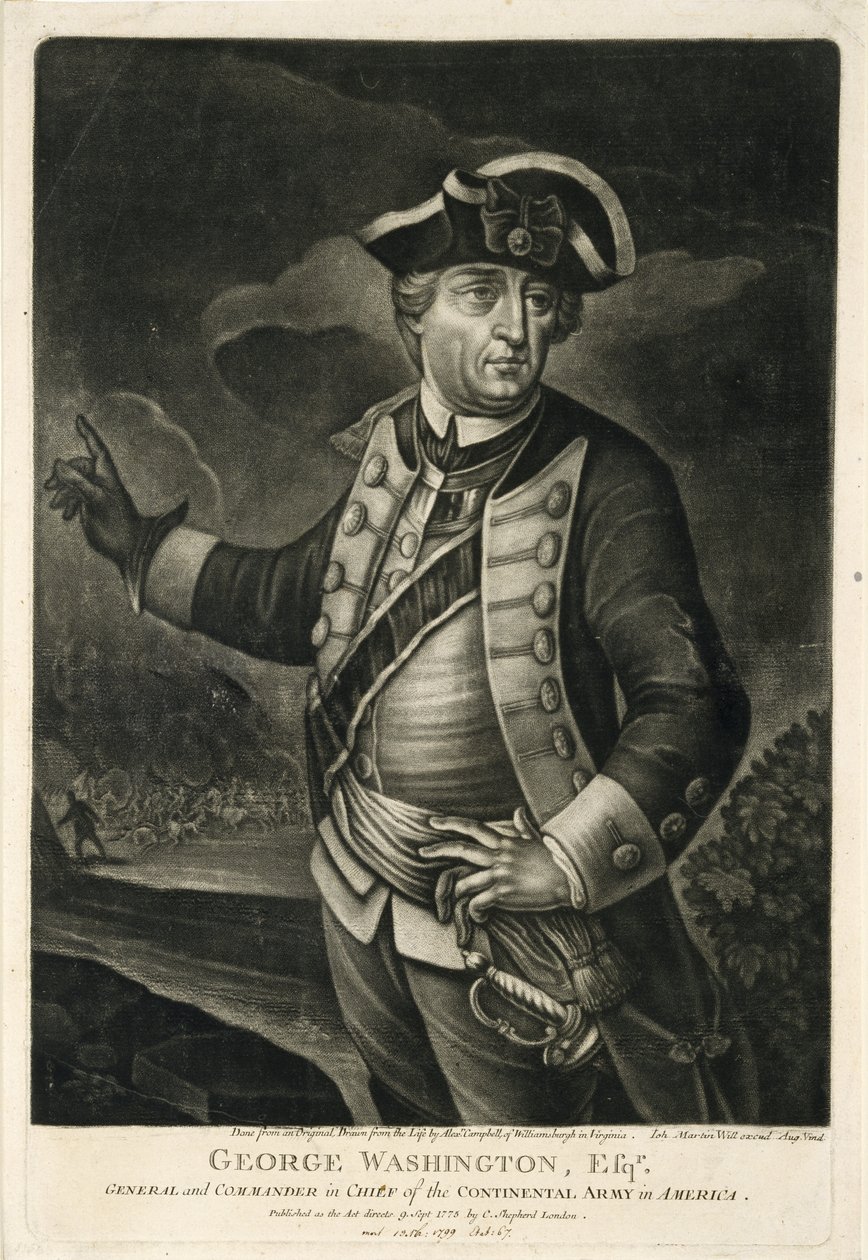 George Washington, Esqr., general och överbefälhavare för den kontinentala armén i Amerika av English School
