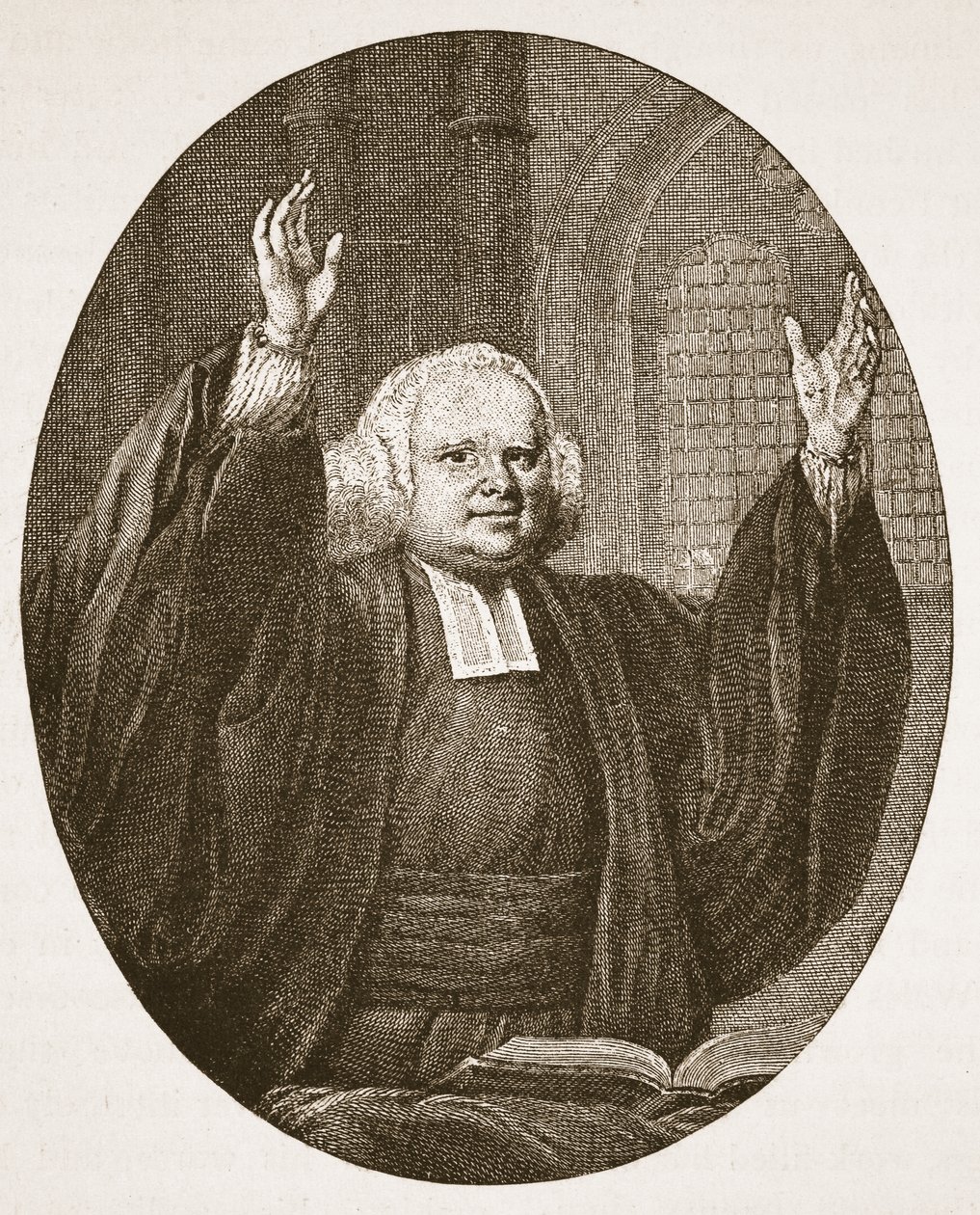 George Whitefield, illustration från The Church of England: A History for the People av H.D.M. Spence-Jones, pub. ca 1910 (sepiafoto) av English School