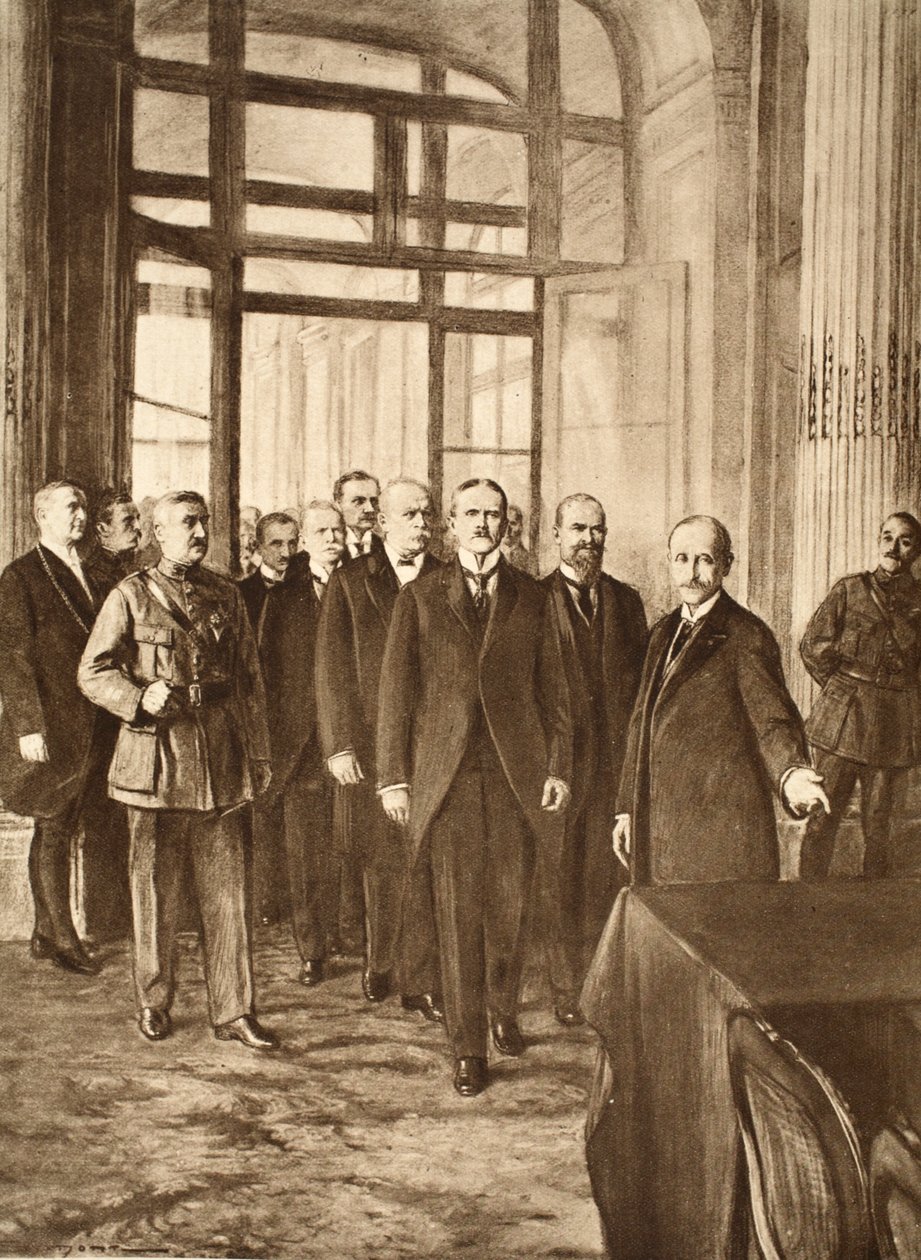 Tyska politiker på slottet i Versailles, 1919 av English School