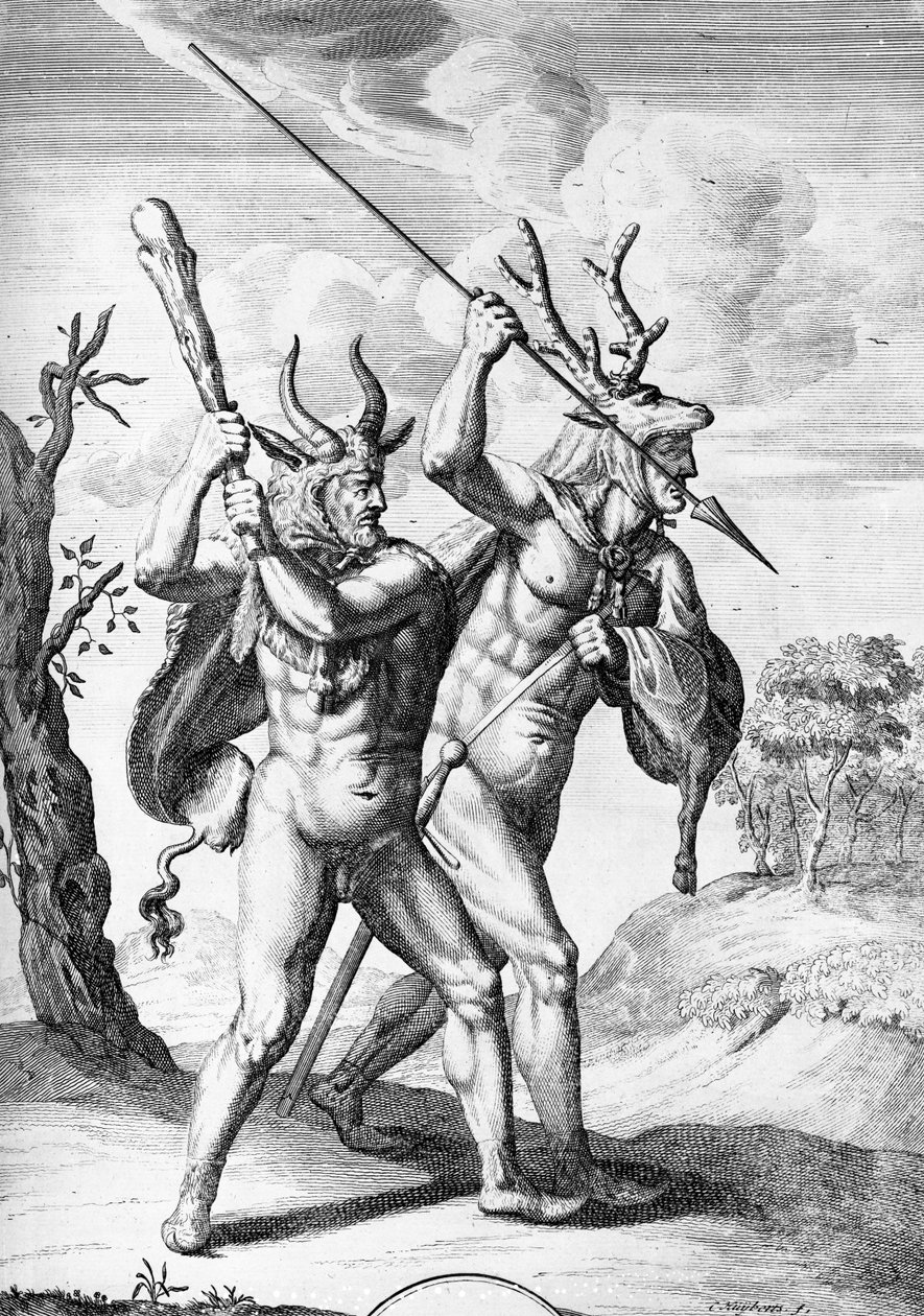 Germans, illustration från The Commentaries of Caesar översatt till engelska av William Duncan, graverad av Cornelis Huyberts, publicerad 1753 av English School