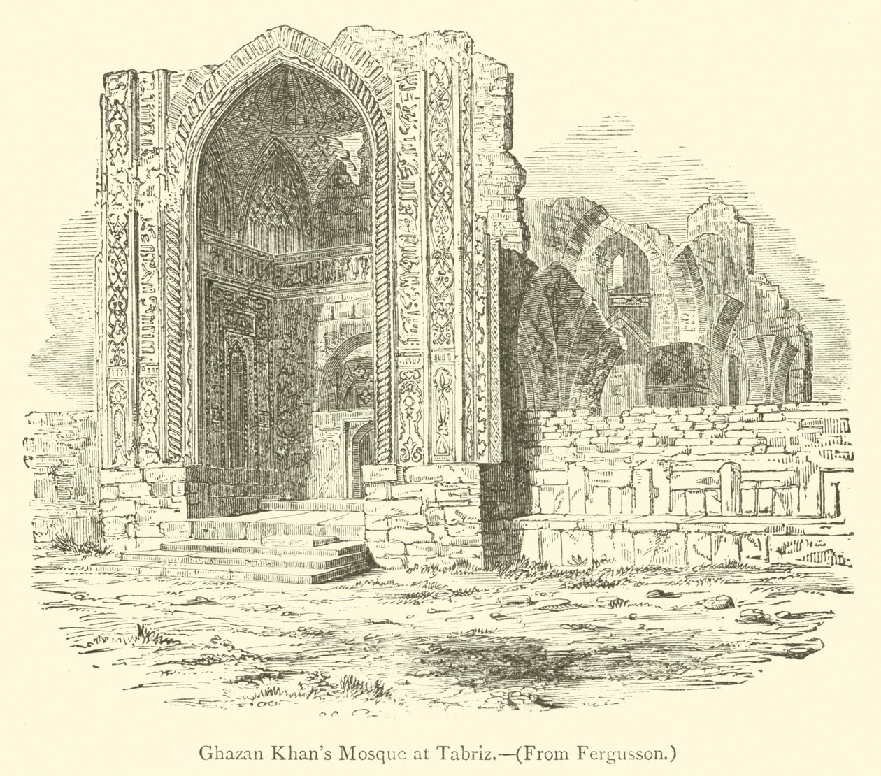 Ghazan Khans moské i Tabriz (gravyr) av English School