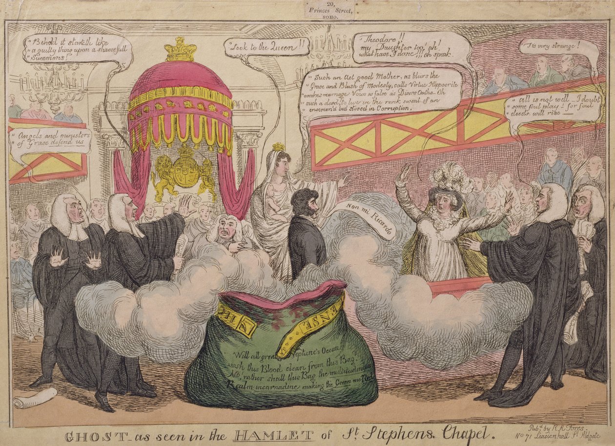 Spöke som sett i Hamlet of St. Stephens Chapel, pub. 1820 av English School