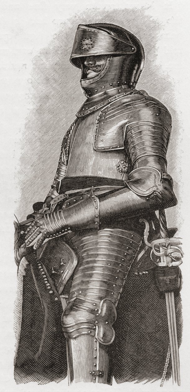 Förgylld rustning som gavs till Charles I av staden London, från "A Short History of the English People" av J. R. Green, publicerad 1893 av English School