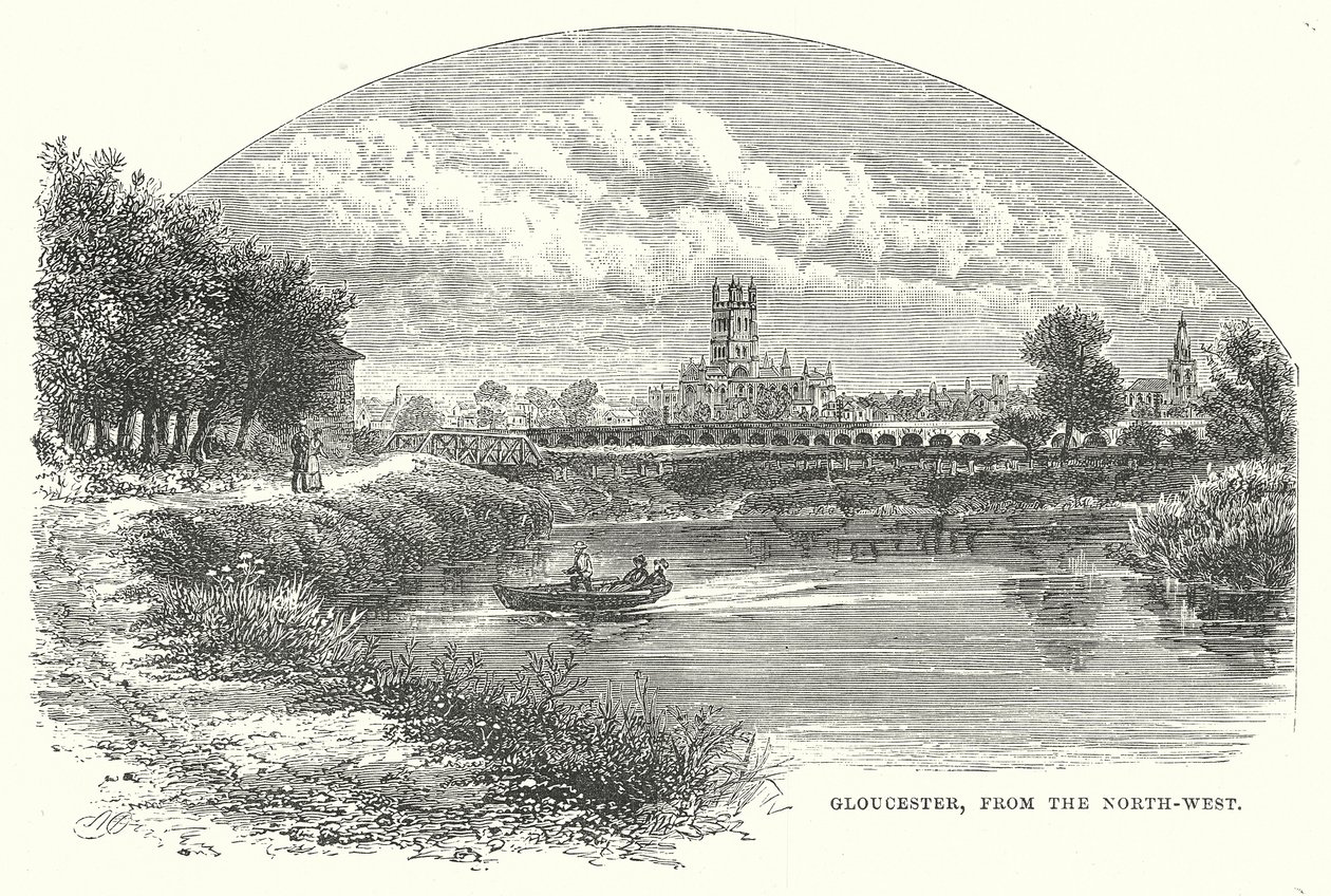 Gloucester, från nordväst (gravyr) av English School