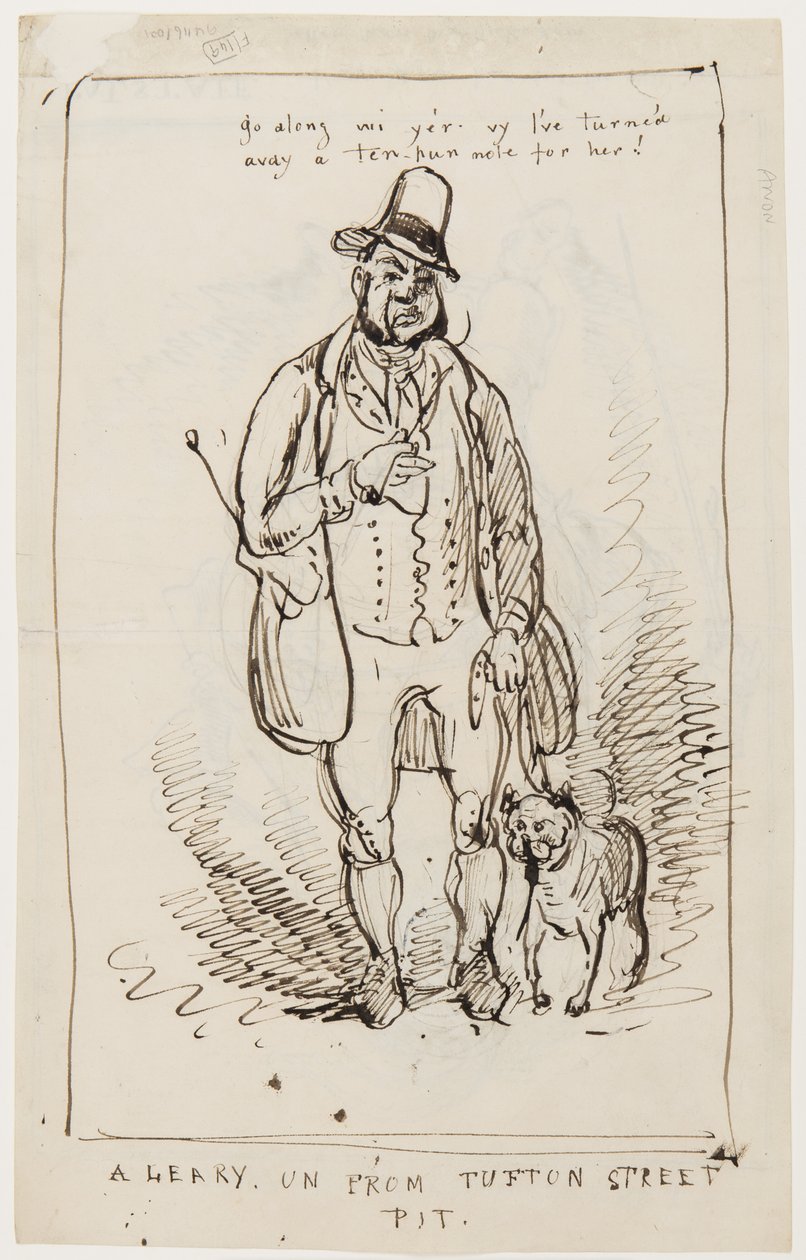 Följ med dig, jag har gett henne en lapp med tio ordspel! En Leary un från Tufton Street Pit, ca 1825 av English School