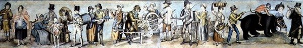 Går till mässan, ca 1815 (akvarell och gouache på papper) av English School