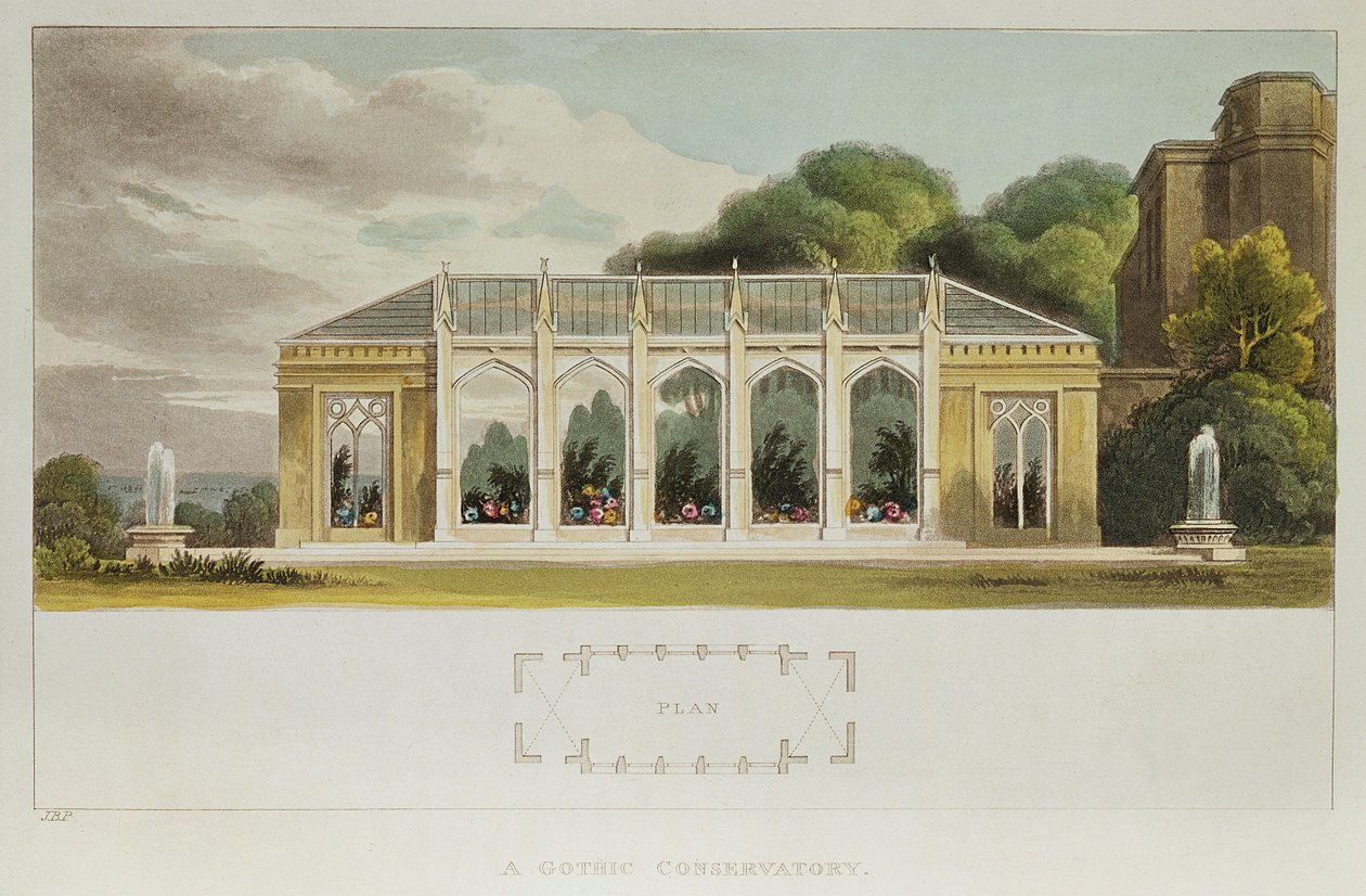 Gotisk konservatorium, 1832 (färgstick) av English School