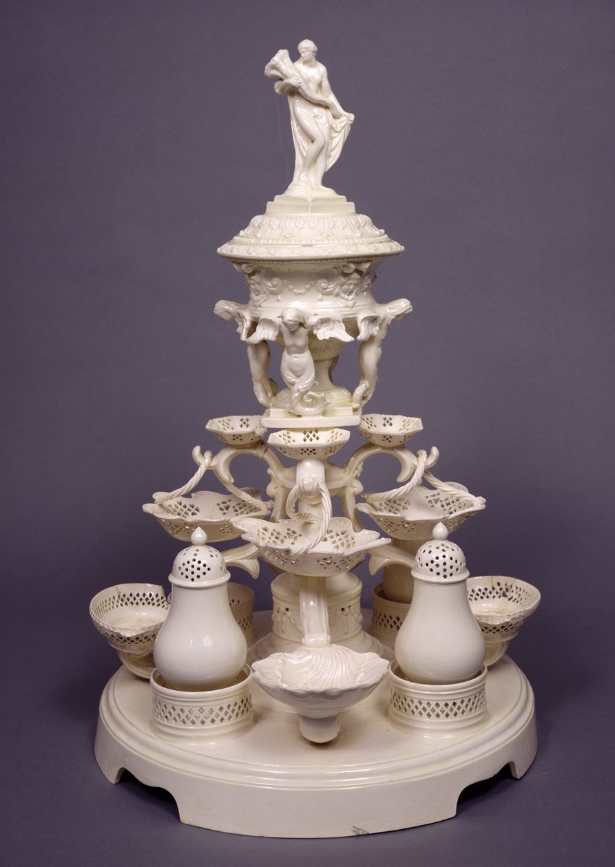 Grand Plat de Menage eller, bord mitt i Leeds Pottery, ca 1780 (creamware) av English School