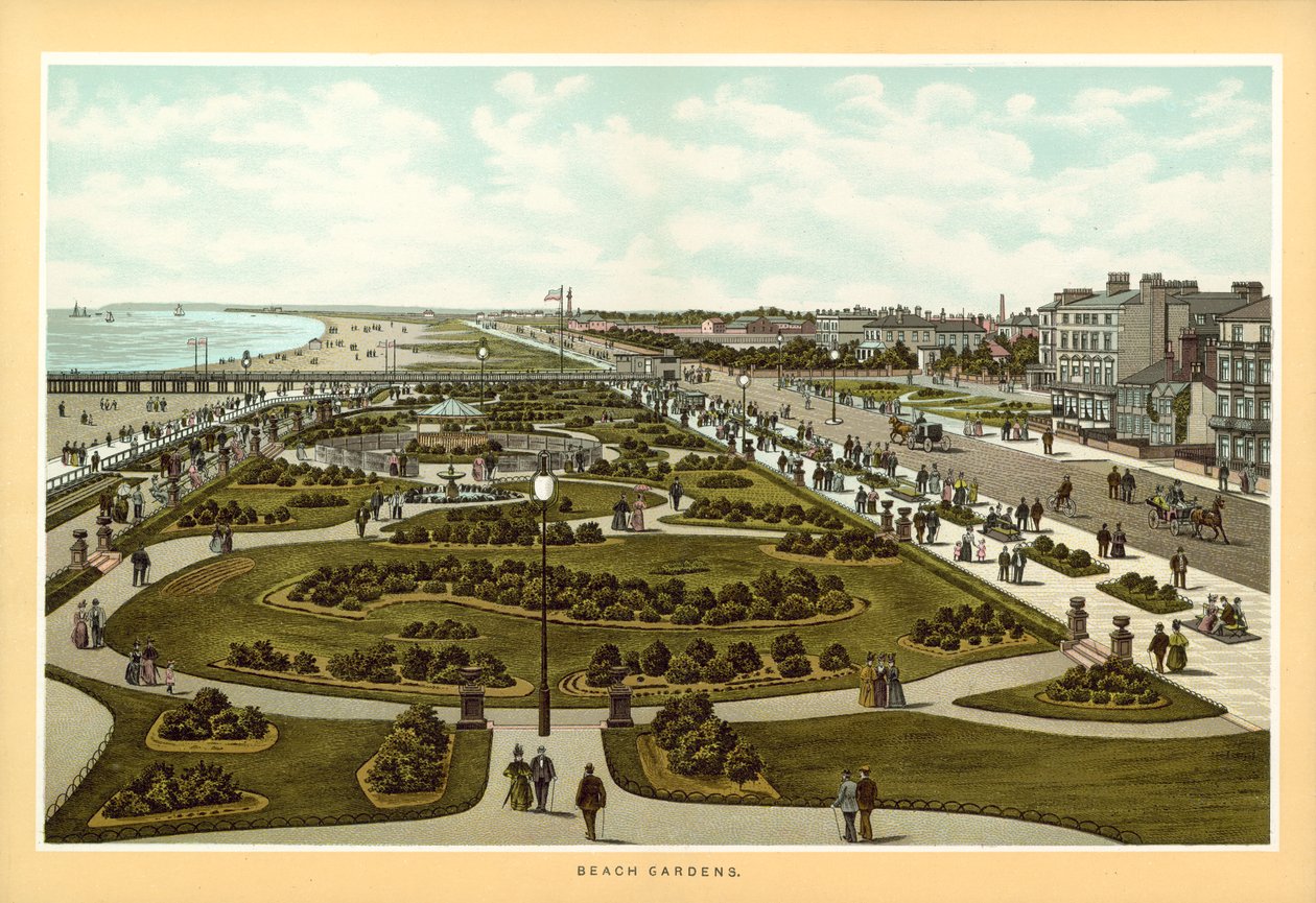 Great Yarmouth: Beach Gardens (färglitografi) av English School