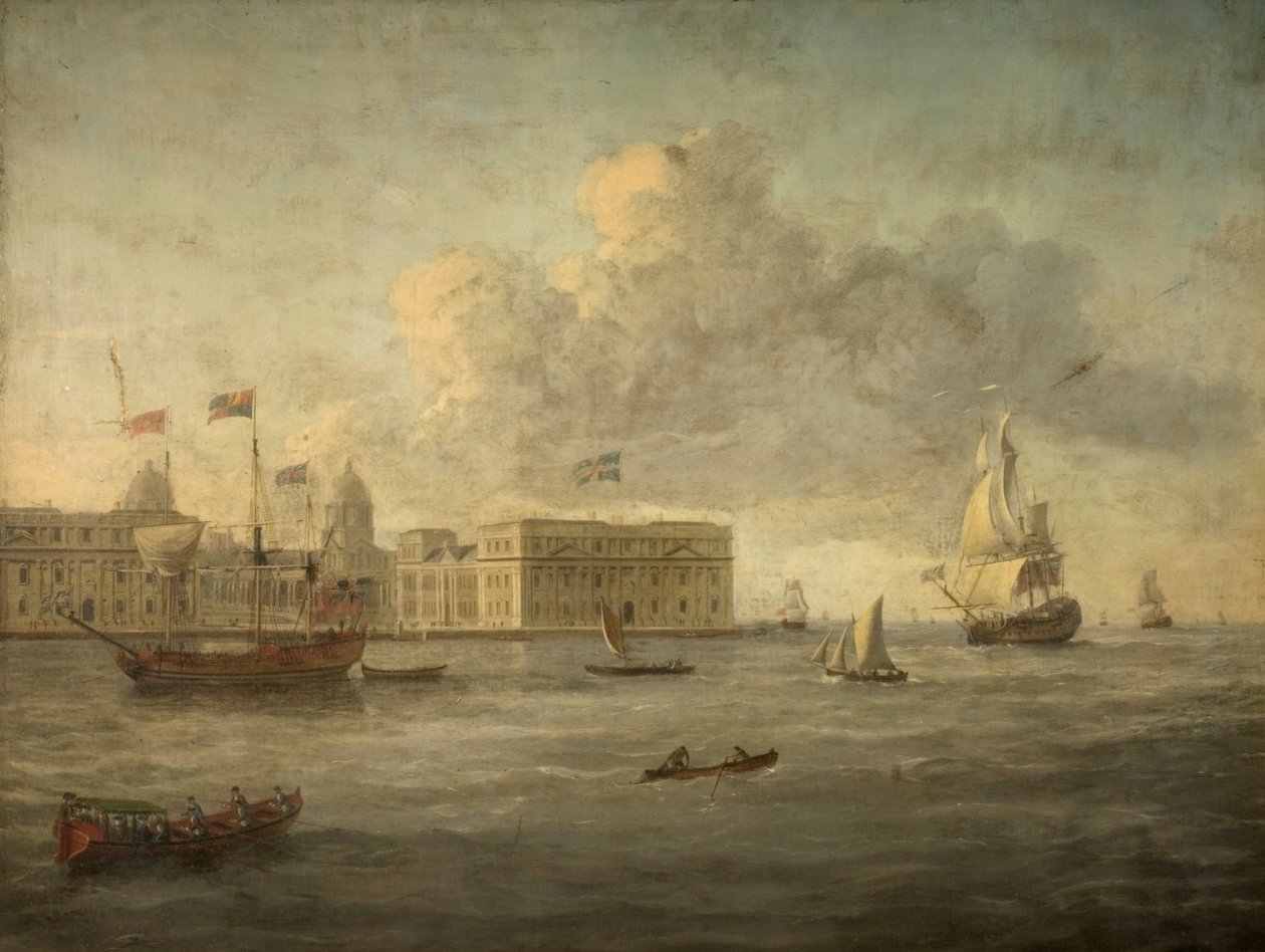 Greenwich Hospital, utanför vilken Royal Yacht ligger av English School