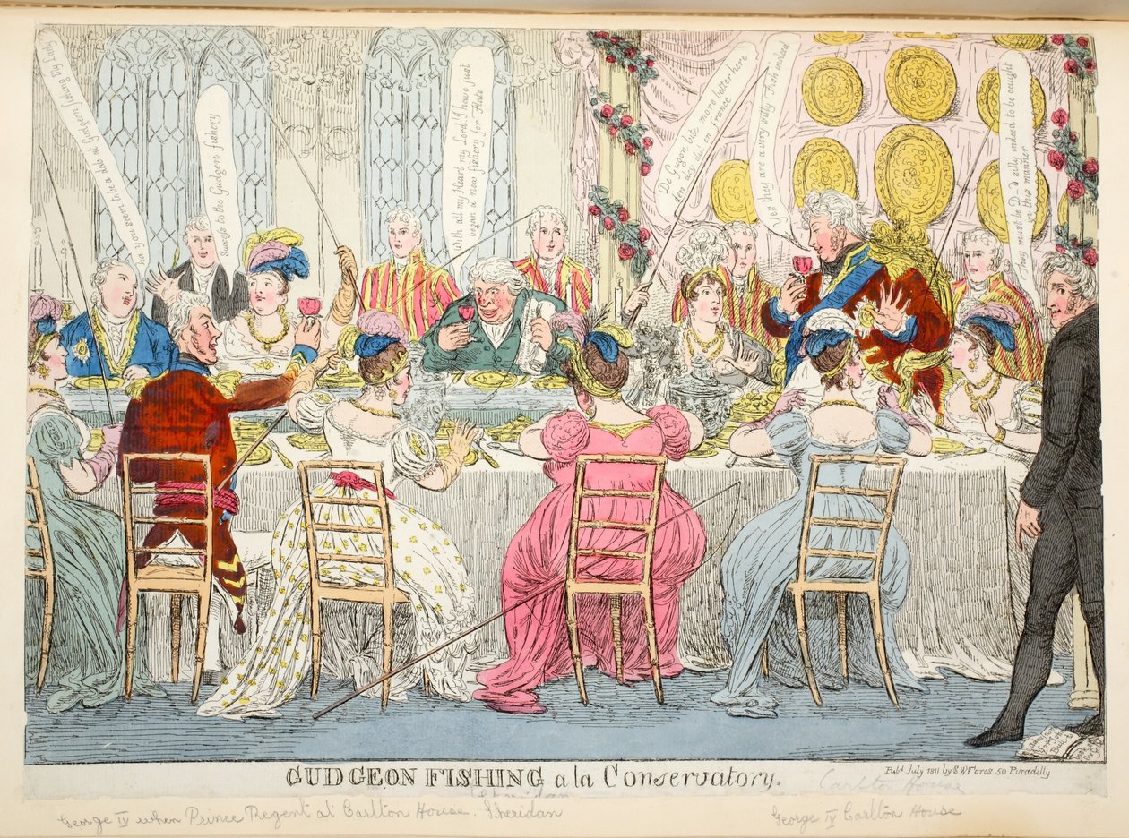 Gudgeon Fishing a la Conservatory, pub. 1811 av English School