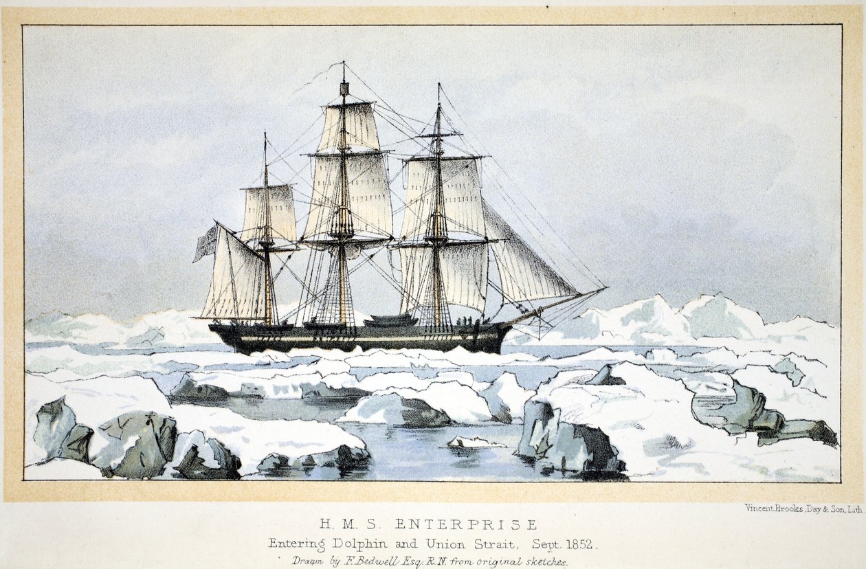HMS Enterprise går in i Dolphin and Union Strait, september 1852 av English School