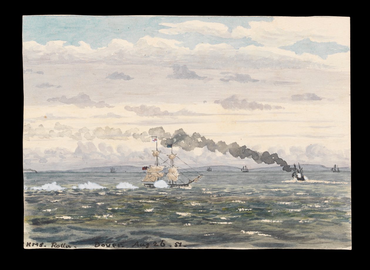 HMS "Rolla" utanför Dover, sett från klipporna av English School