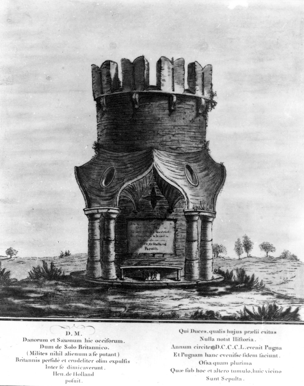 Hackendown-monumentet, graverad av J. Basire, 1780 (akvatint med etsning) av English School