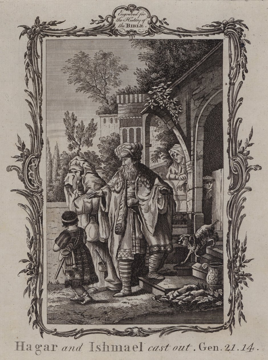 Hagar och Ismael kastas ut (gravyr) av English School