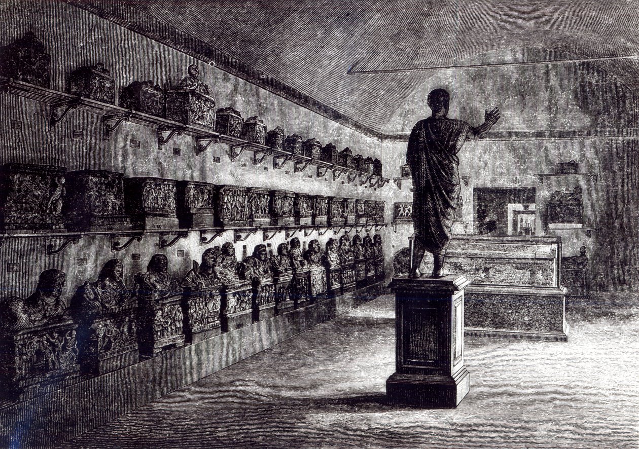 Hall of the Arringatore, Etruskiska museet, Florens av English School