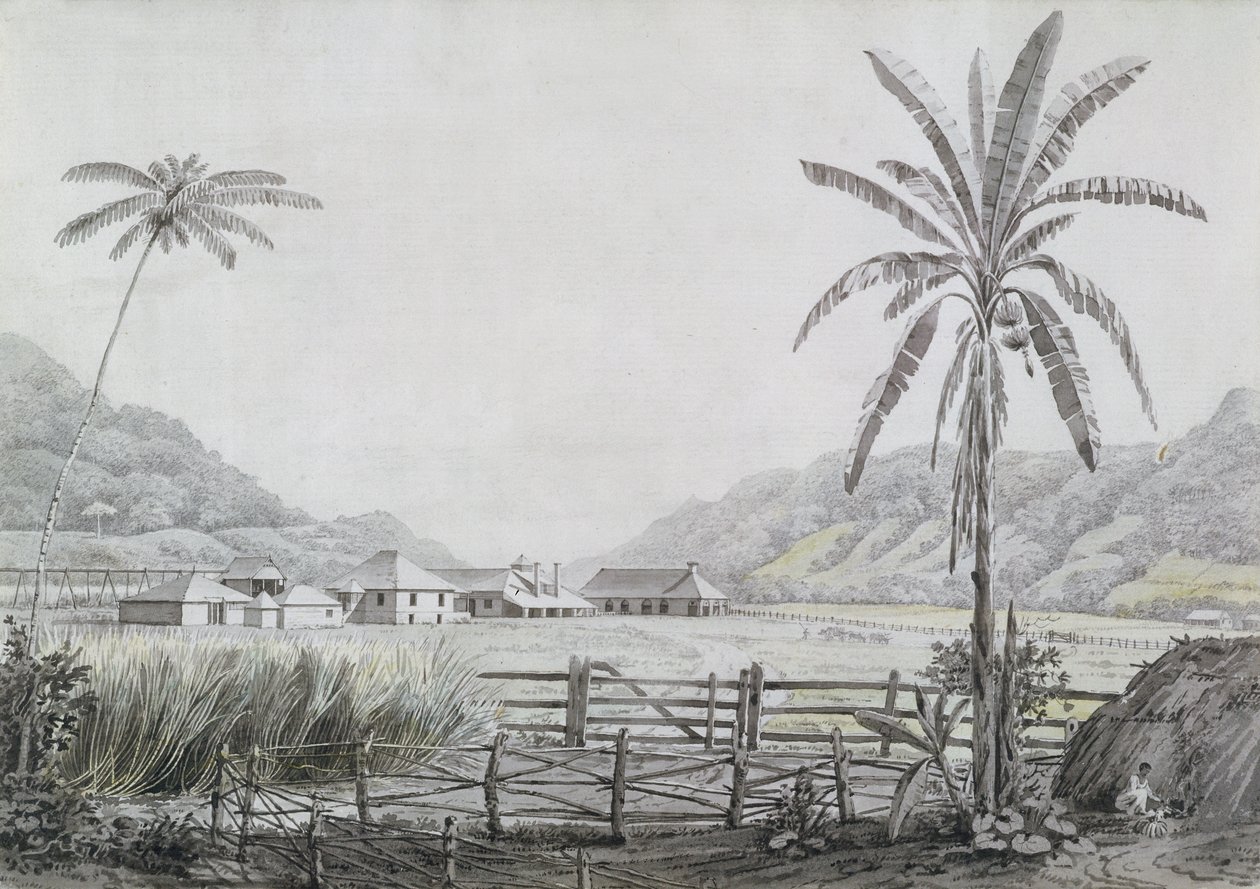 Halse Hall, Jamaica, ca 1780 (wc & grafit på papper) av English School