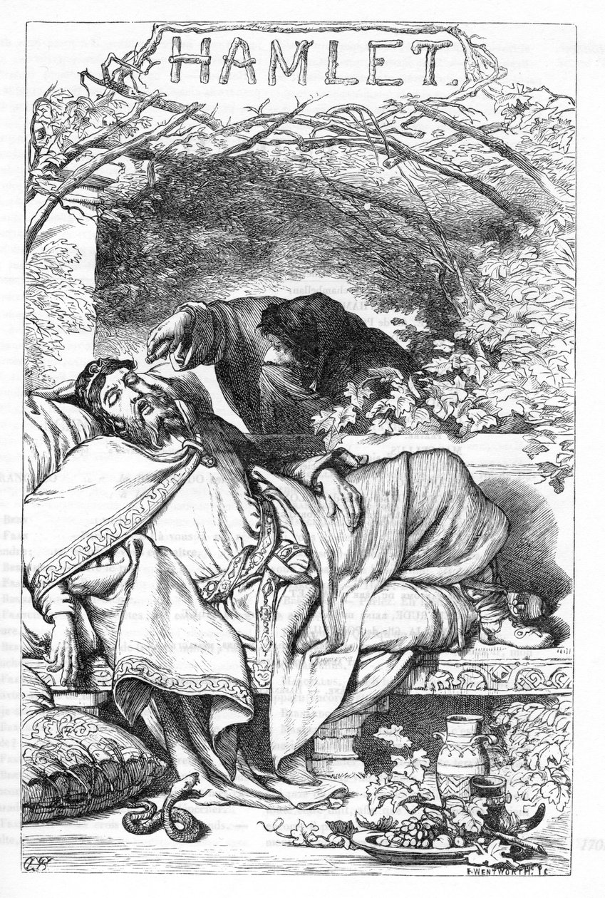 Hamlet - Illustration i "" Completes de William Shakespeare"" 1866 - Illustrationerna och den allmänna formen för denna utgåva är lånade från Cassells illustrerade Shakespeare, publicerad i London av English School