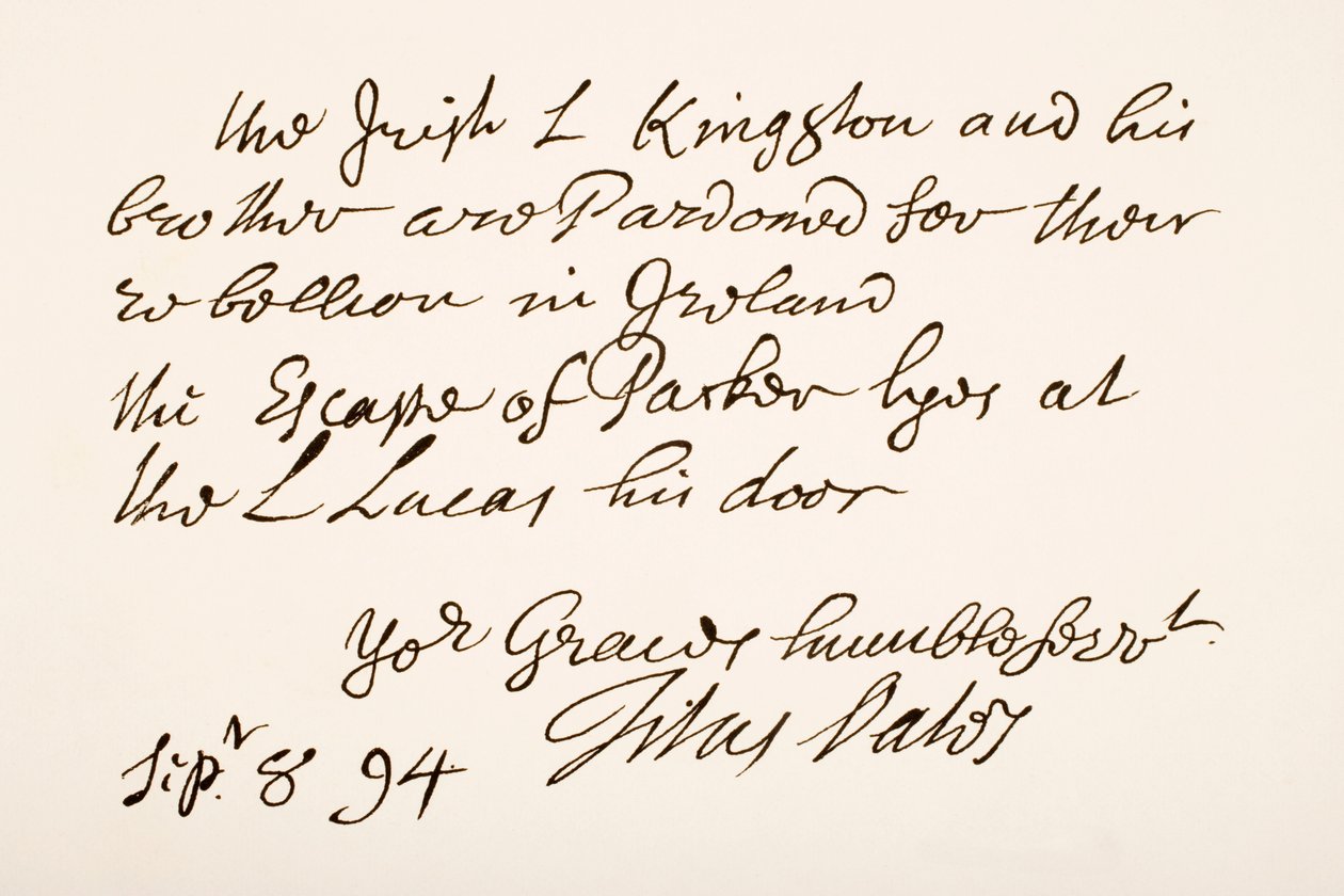 Titus Oates handskrift och signatur, 1694 av English School