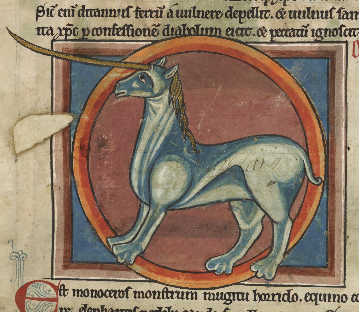 Harley 4751, f.15 Monoceros med ett stort horn, från ett 