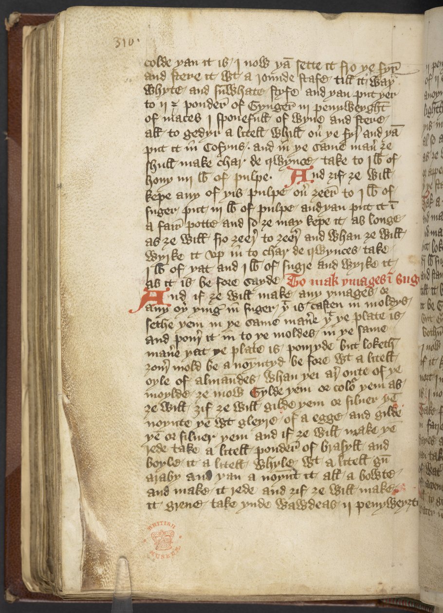 Harley MS 2378 Medicinska och kulinariska recept, ca 1395 (bläck på veläng) av English School
