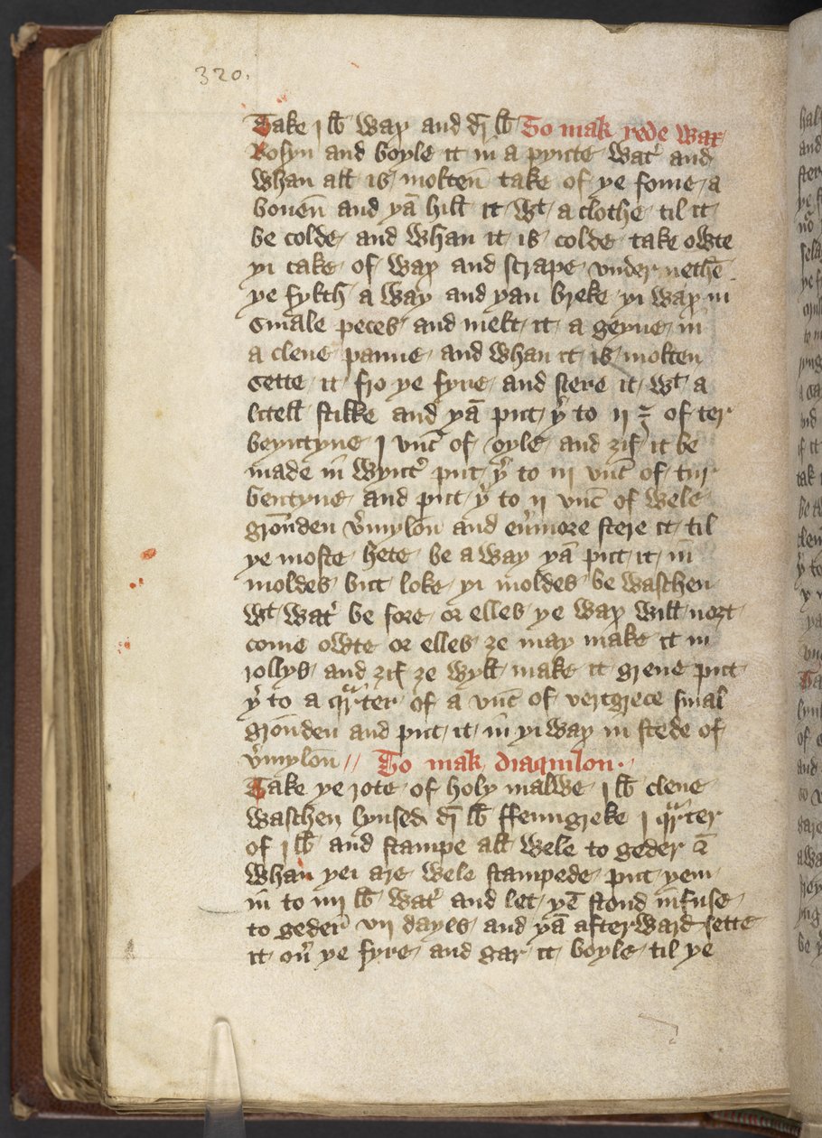 Harley MS 2378 Medicinska och kulinariska recept, ca 1395 (bläck på veläng) av English School