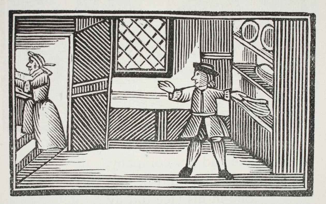 Han gick till skafferiet och tog till sig brödet och smöret, illustration från Chap-books of the Eighteenth Century av John Ashton, pub. 1882 av English School