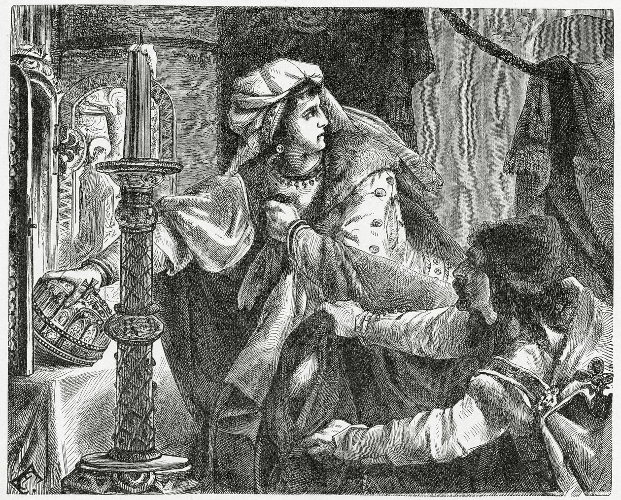 Helene Kottanerin stjäl den helige Stefans krona 1440, 1882 av English School