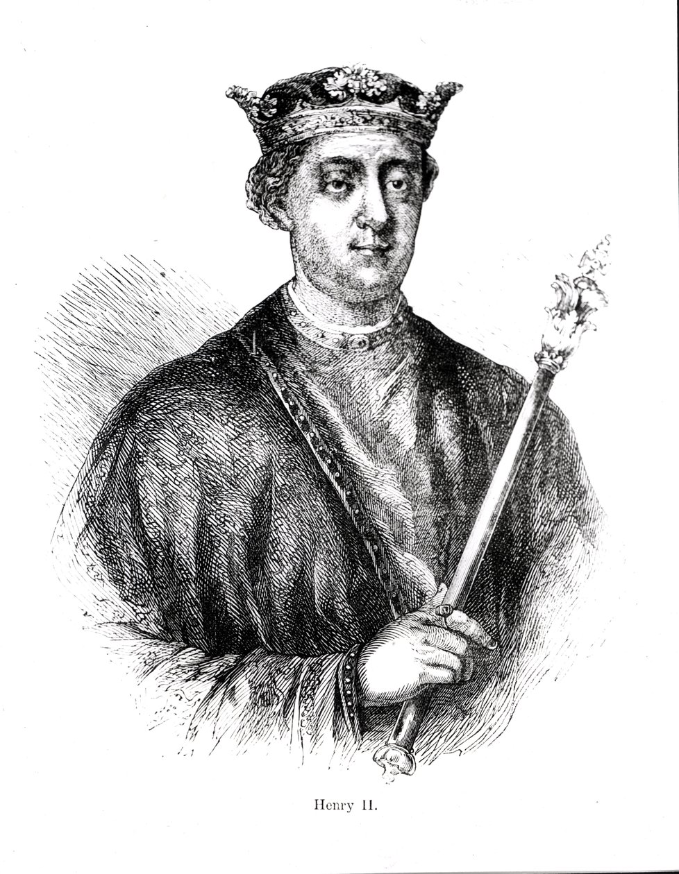 Henrik II (1133-89) (gravyr) (bundw foto) av English School