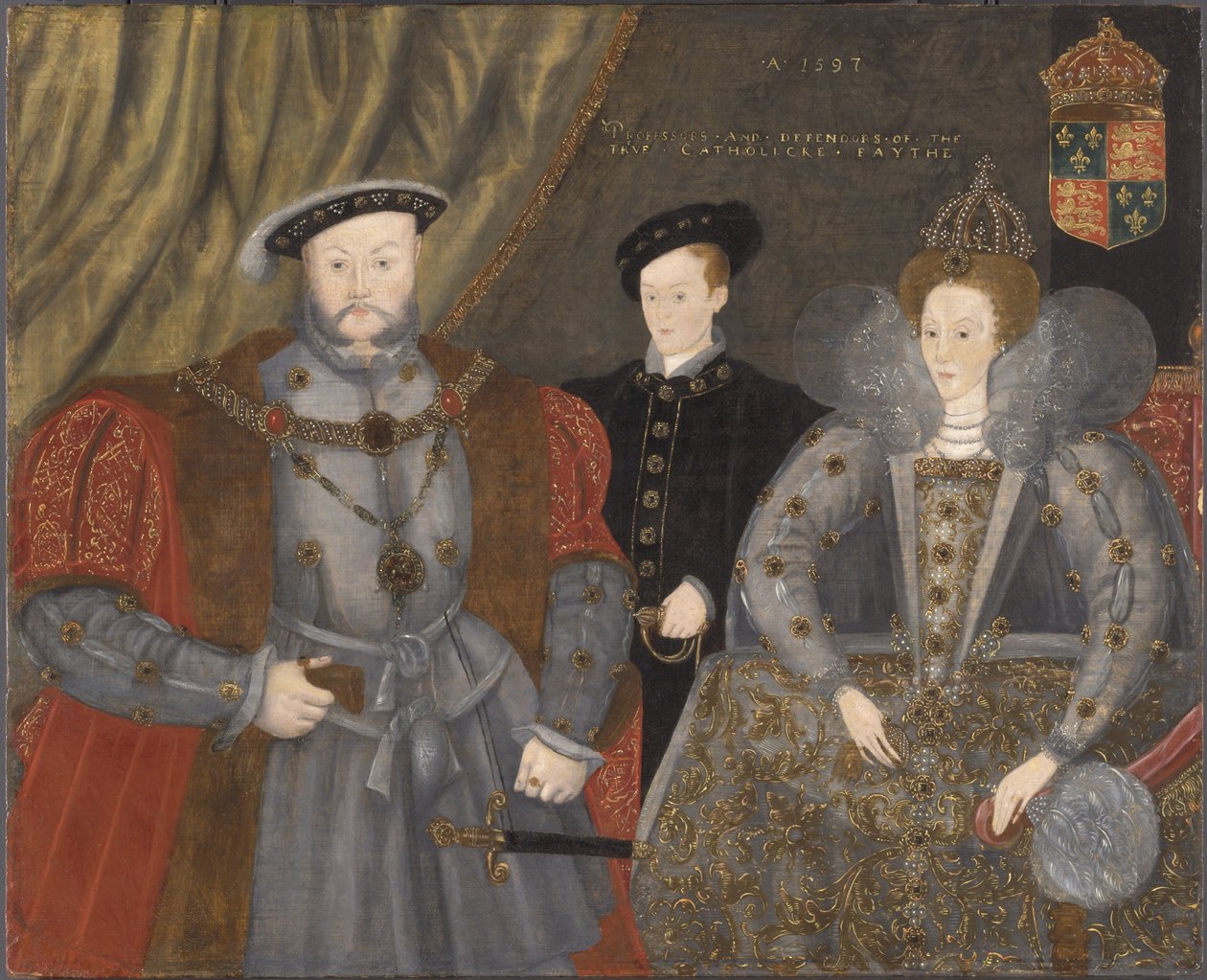 Henrik VIII, Elizabeth I och Edward VI, 1597 av English School
