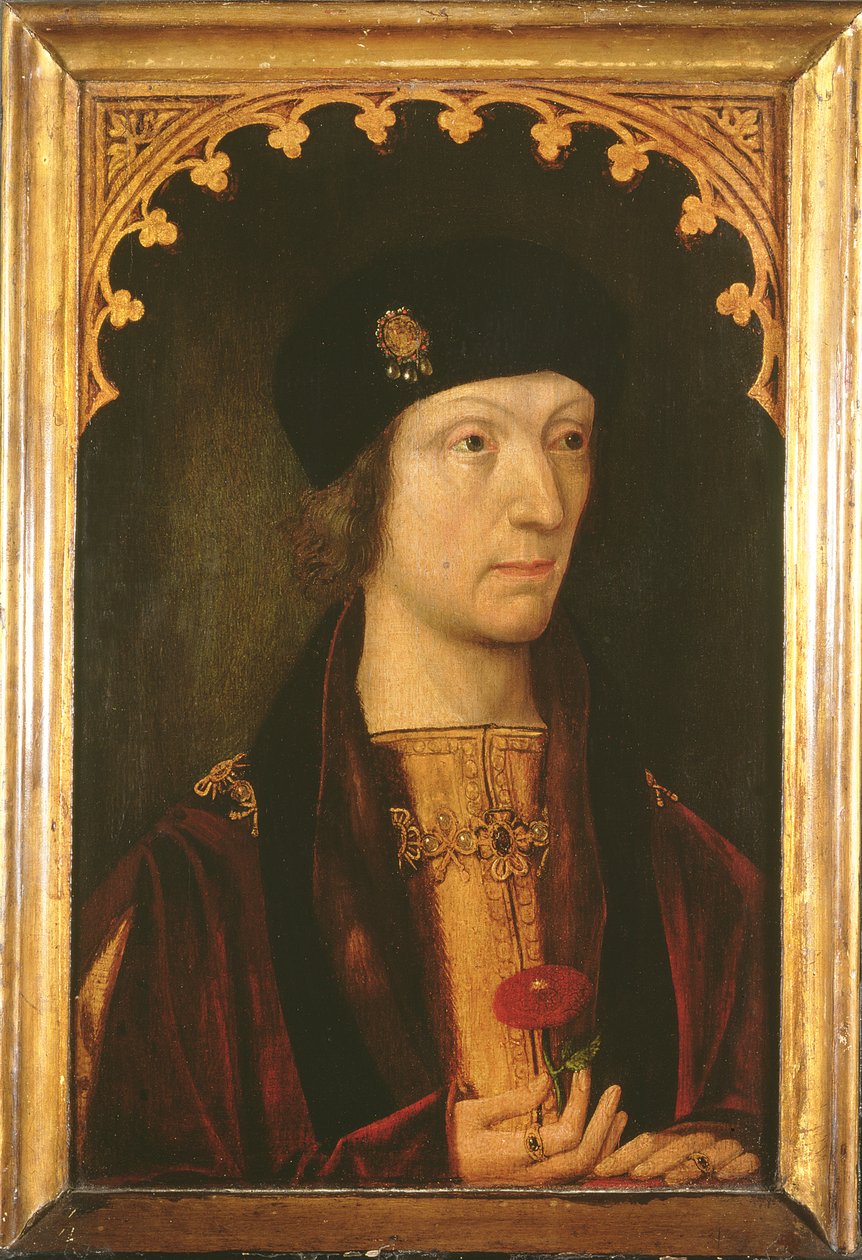 Henry VII (olja på panel) av English School