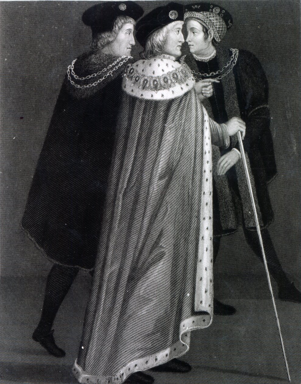 Henry VII med Richard Empson och Sir Edmund Dudley (gravyr) av English School