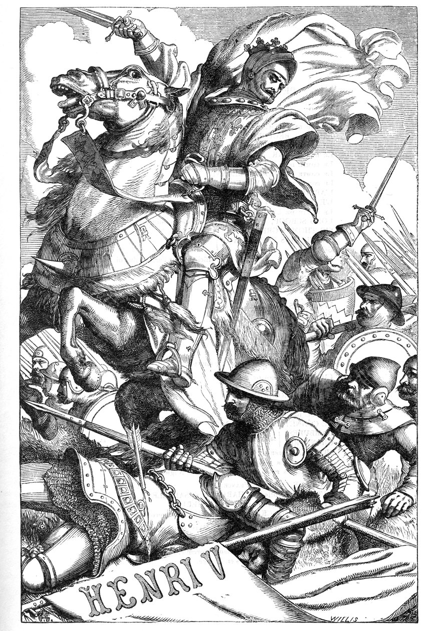 Henry V - (The Chronicle History of Henry the Fifth) - Illustration i "" Completes de William Shakespeare"" 1866 - Illustrationerna och den allmänna formen för denna utgåva är lånade från Cassells illustrerade Shakespeare, publicerad i London av English School