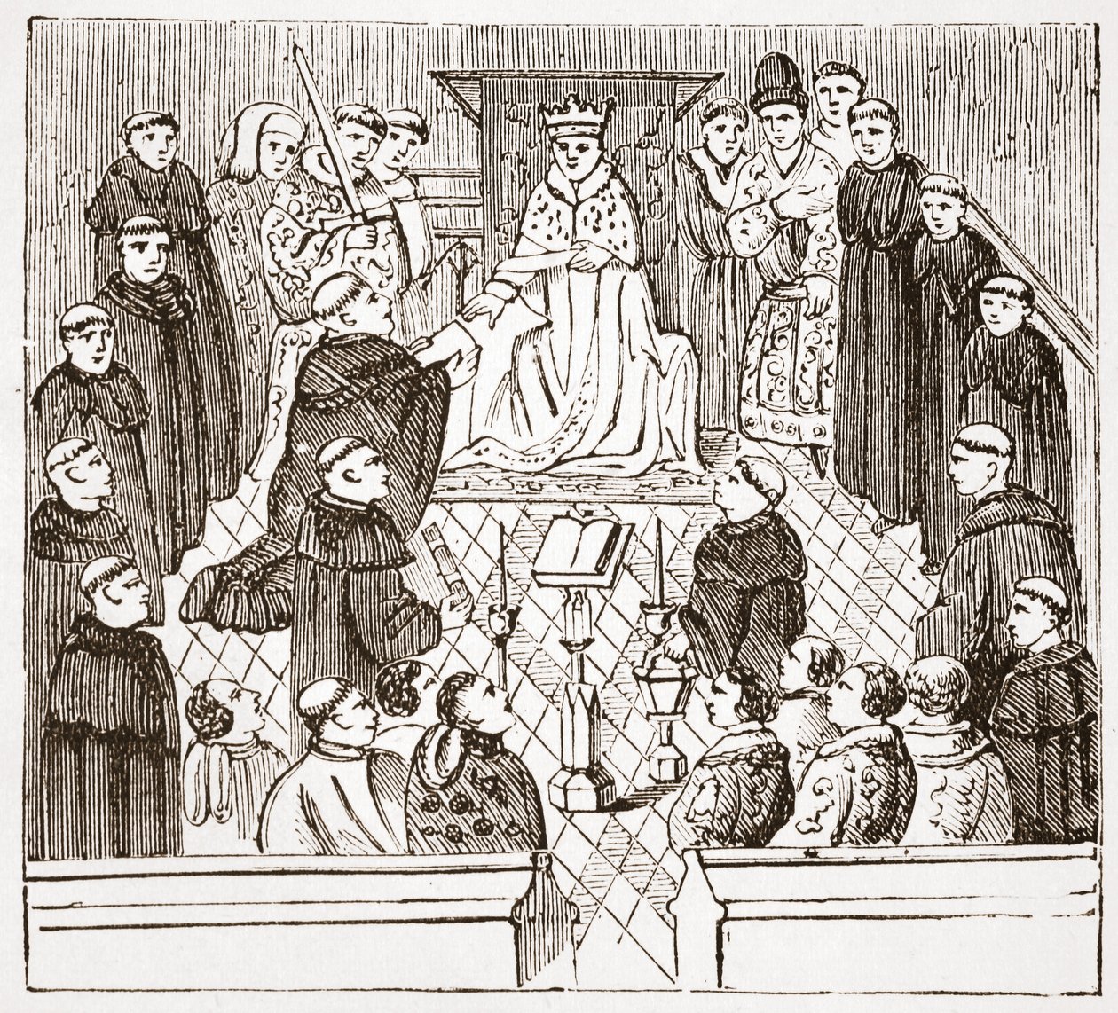 Henry V och hans parlament (från Harleian MMS på British Museum), illustration från The History of Protestantism av James Aitken Wylie (1808-1890), pub. 1878 av English School