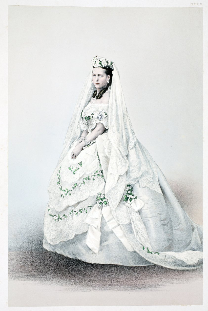 Hennes Kungliga Höghet Prinsessan Alexandra Caroline av Danmark, från A Memorial of the Marriage of Edward VII and Alexandra of Denmark, pub. 1864 av English School