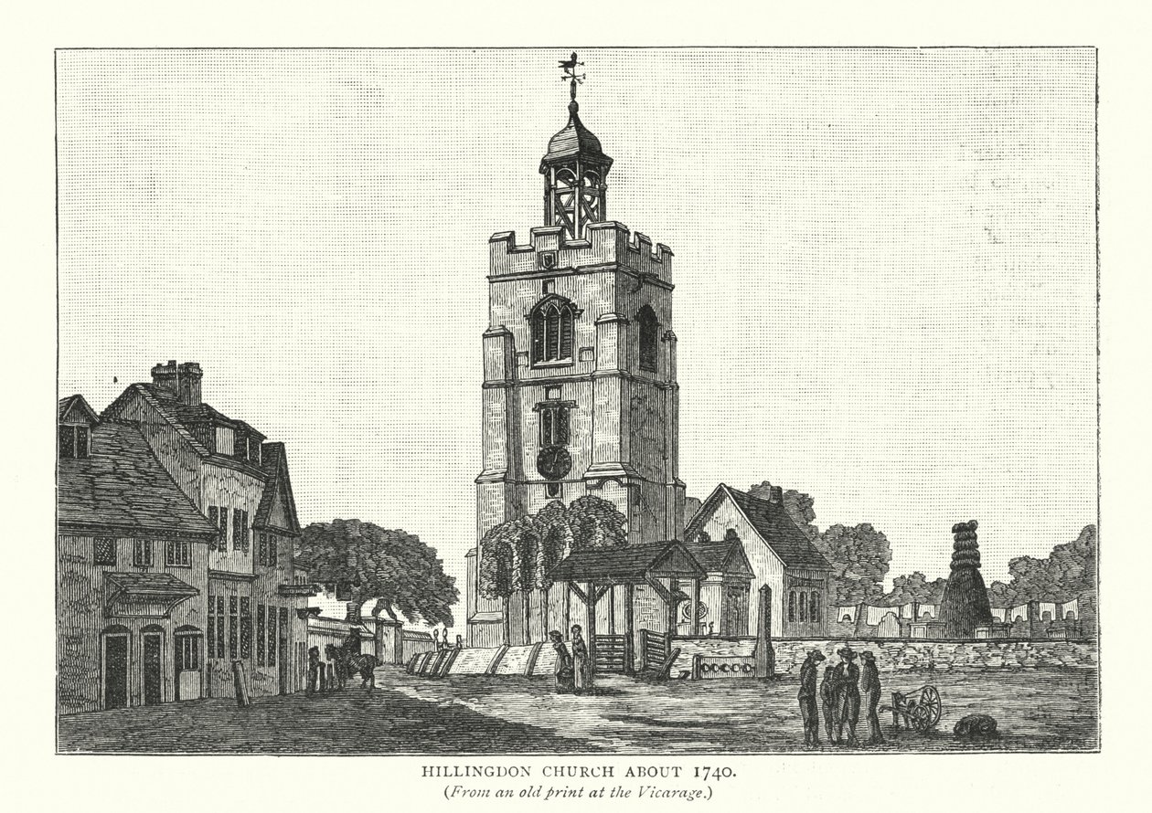 Hillingdon Church ca 1740 (gravyr) av English School