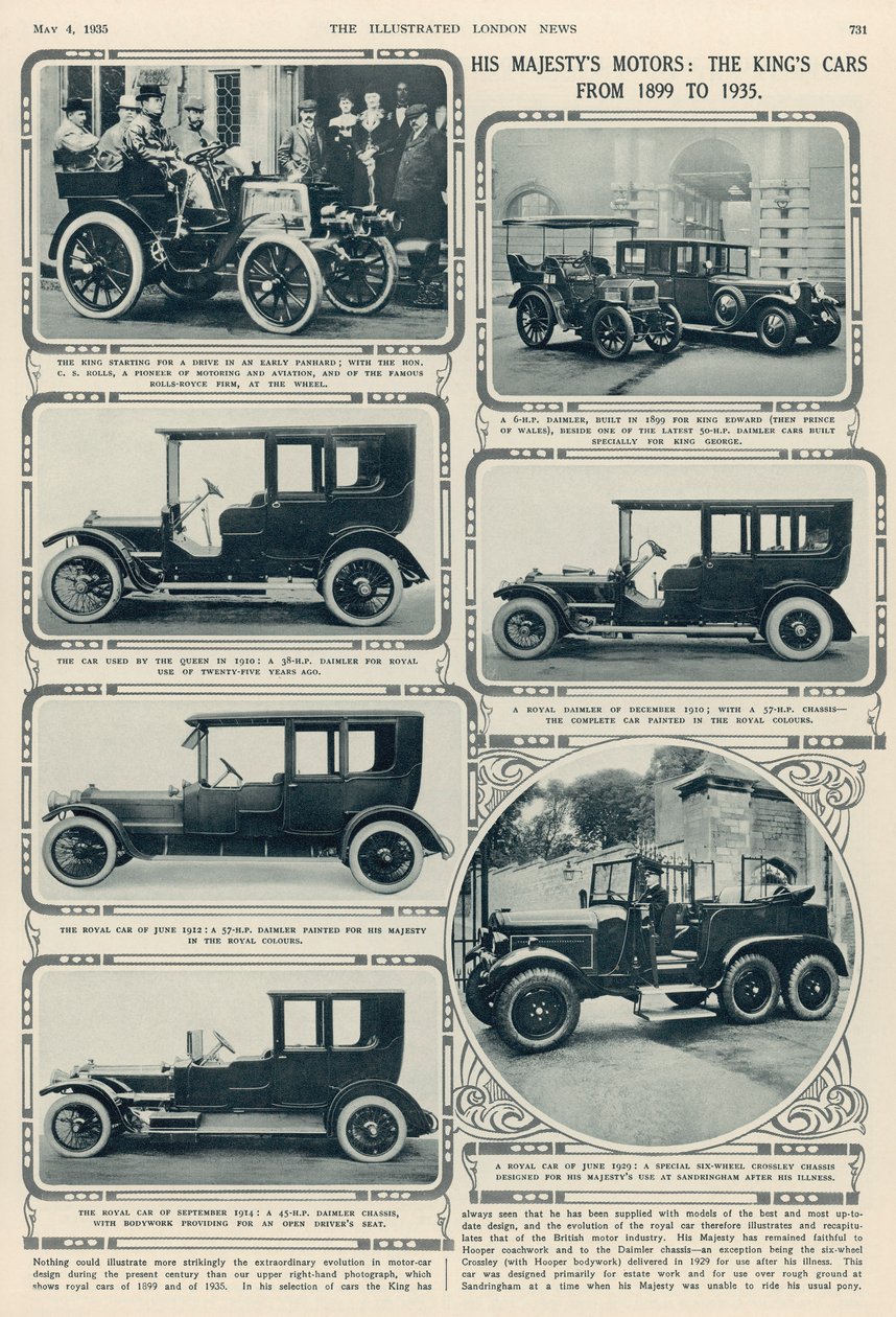 His Majestys Motors: King George Vs Cars från 1899-1935, från The Illustrated London News, 4 maj 1935 av English School